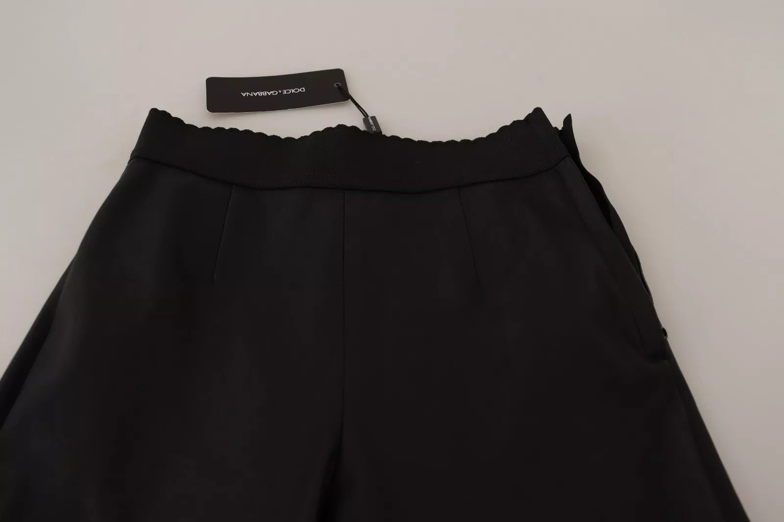 Pantalon Dolce & Gabbana en cuir noir à taille élastique