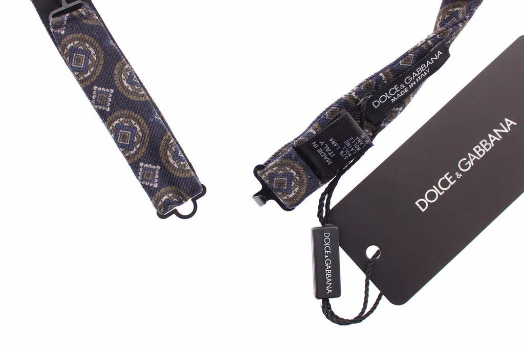 Dolce & Gabbana Blue Silk Baroque Fantasi Tied Bow Tie Papillon