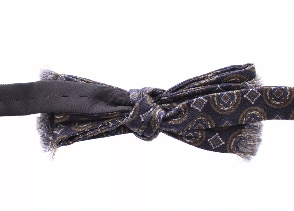 Dolce & Gabbana Blue Silk Baroque Fantasi Tied Bow Tie Papillon