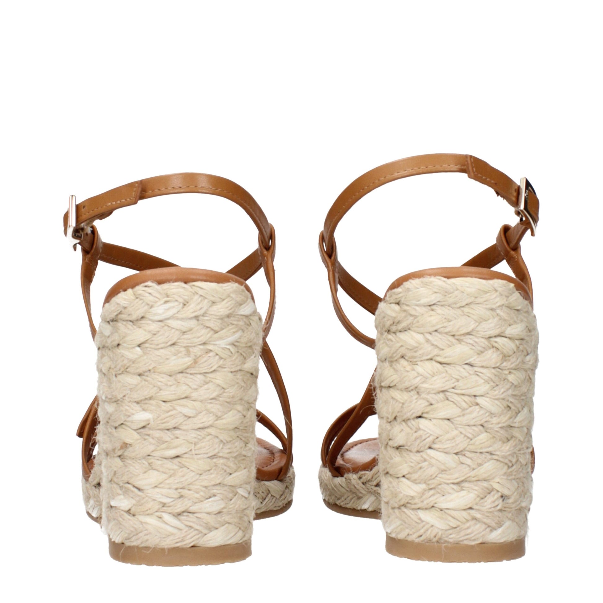 Stuart Weitzman Brown Leather Wedge Sandals