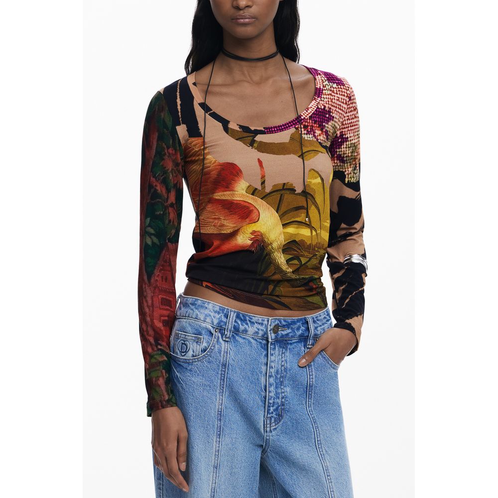 T-shirt femme Desigual Marron Viscose