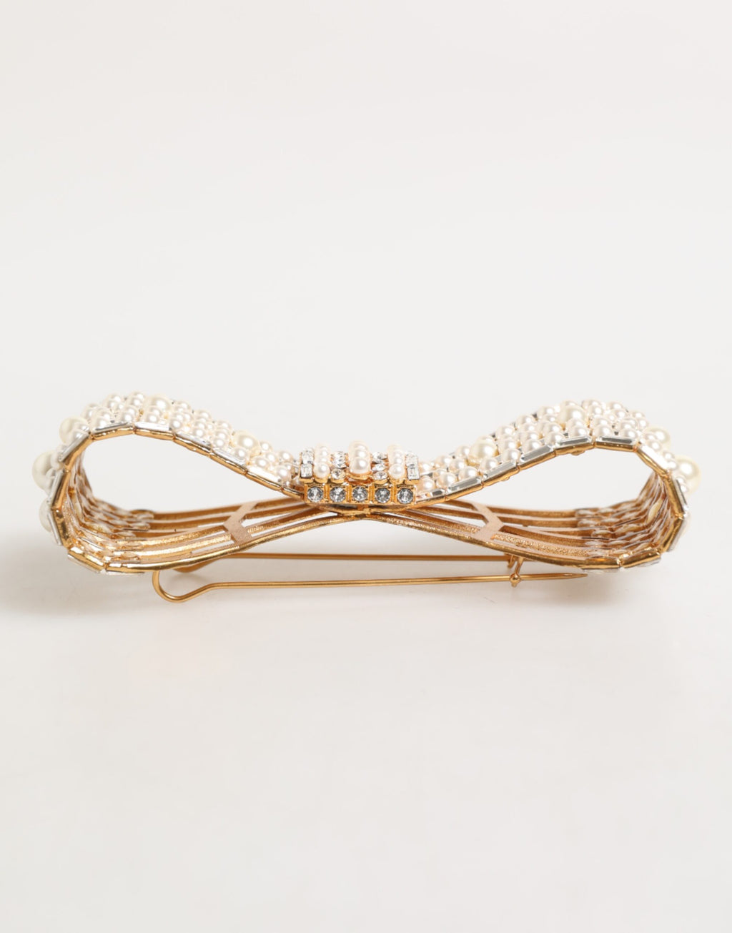 Broche Dolce & Gabbana en laiton doré, verre, cristal et fausse perle