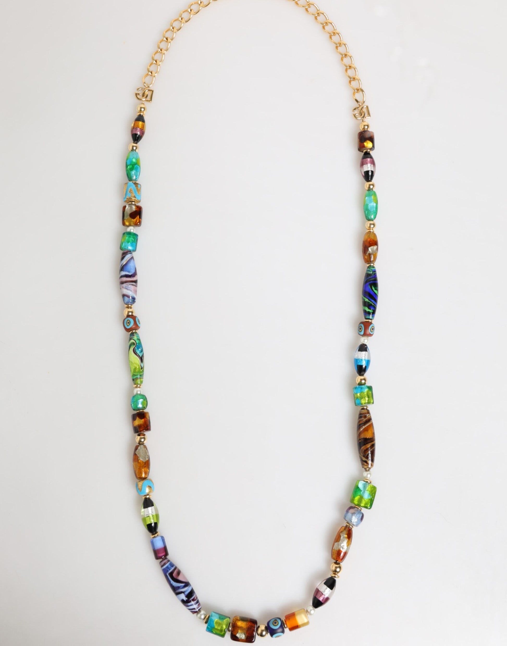 Dolce & Gabbana Multicolor Murano Glass Beads Brass Women Jewelry Necklace