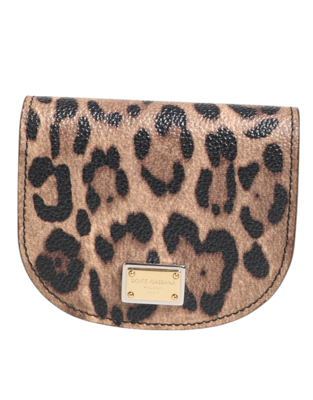 Porte-monnaie Dolce & Gabbana en cuir de veau imprimé léopard marron petit format