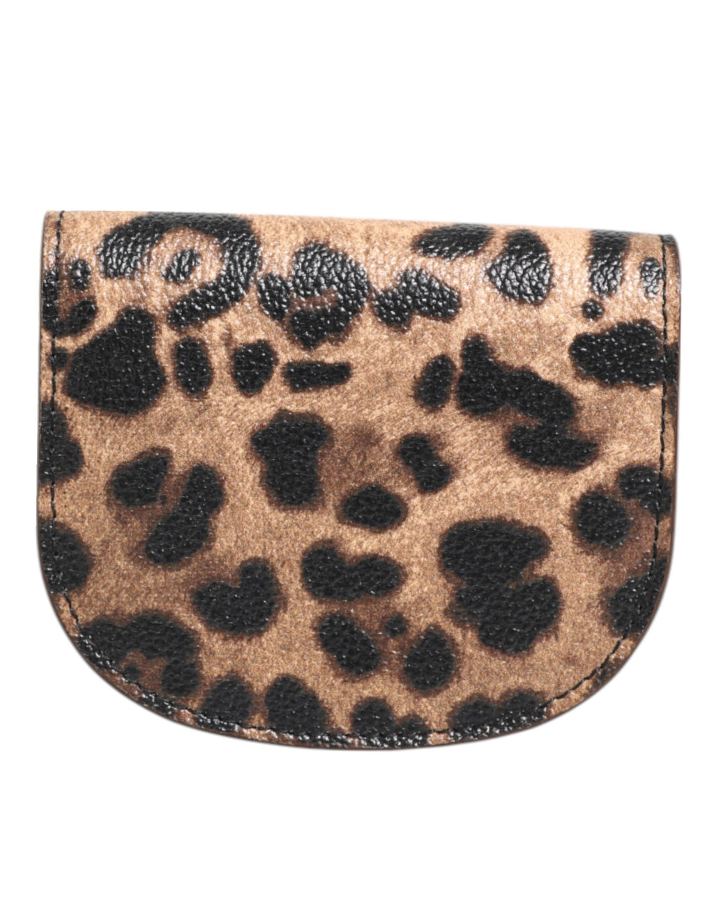 Porte-monnaie Dolce & Gabbana en cuir de veau imprimé léopard marron petit format