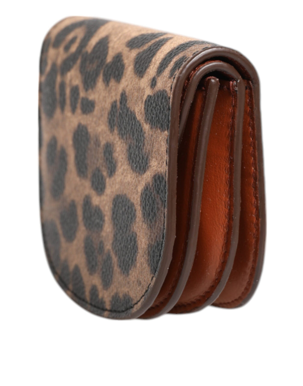 Porte-monnaie Dolce & Gabbana en cuir de veau imprimé léopard marron petit format