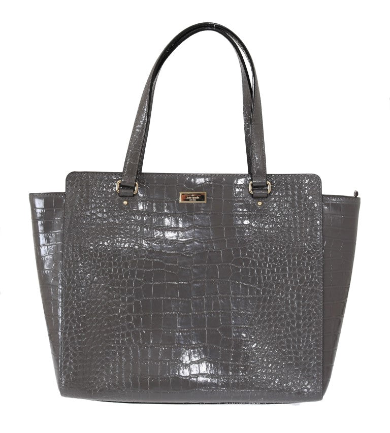 Sac fourre-tout Kate Spade en cuir gaufré crocodile gris modèle Elissa Bristol Drive