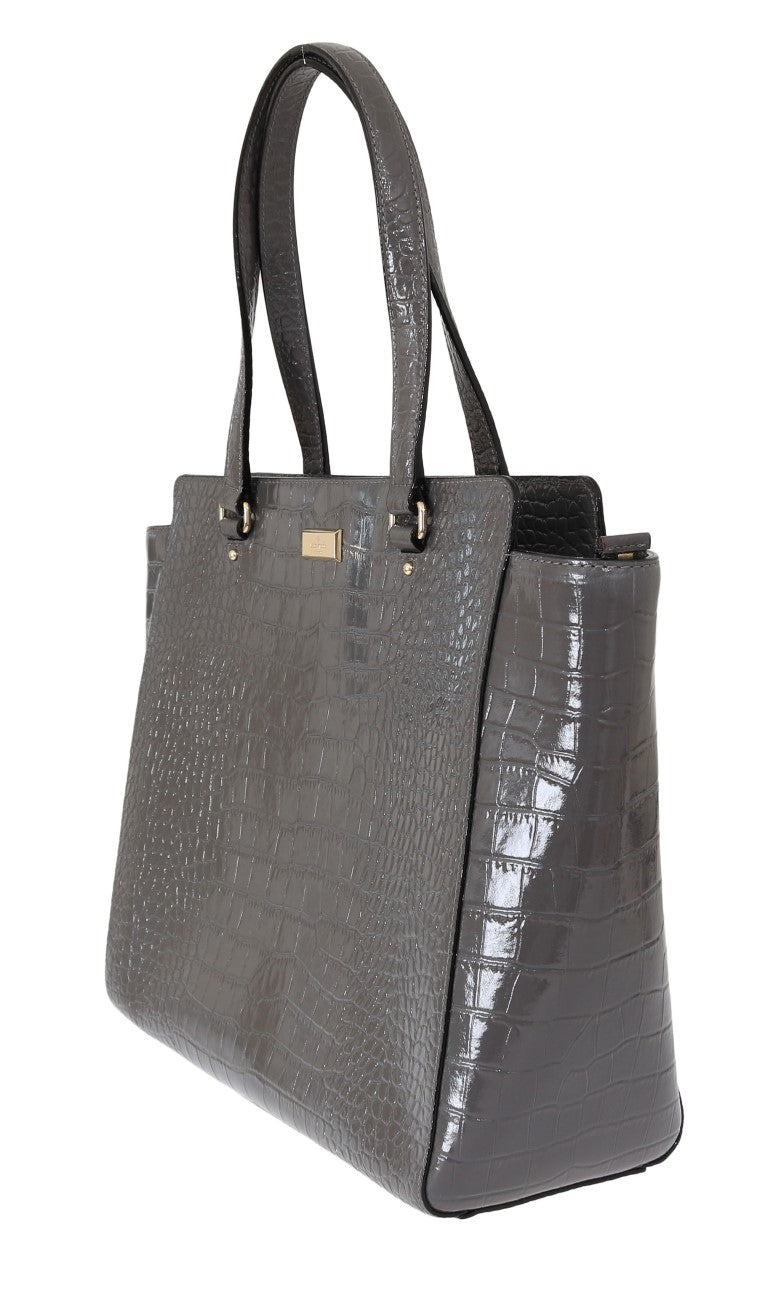 Sac fourre-tout Kate Spade en cuir gaufré crocodile gris modèle Elissa Bristol Drive