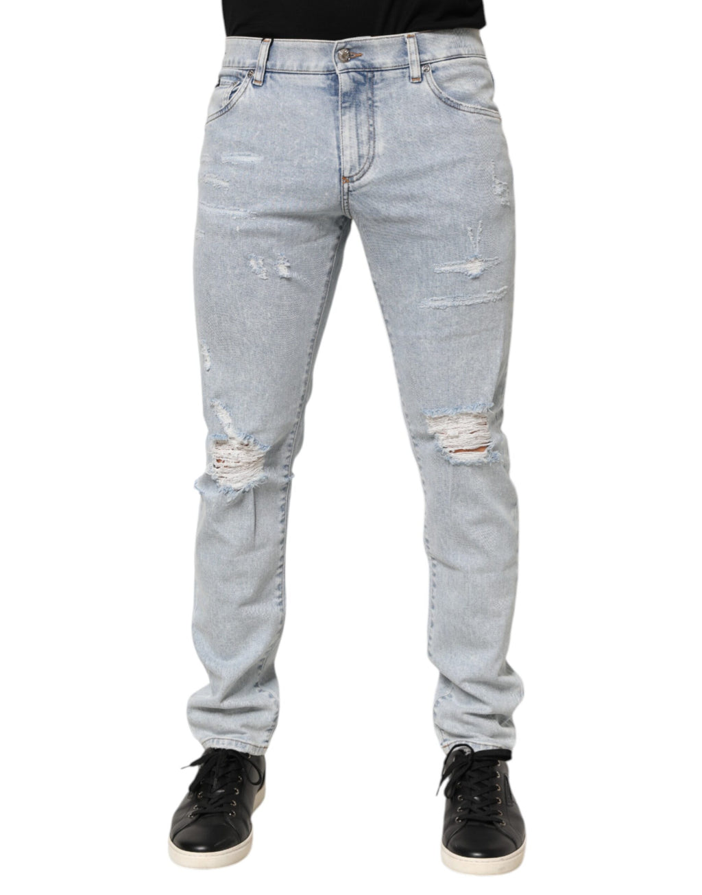 Jean en jean déchiré slim délavé Dolce & Gabbana Light Blue