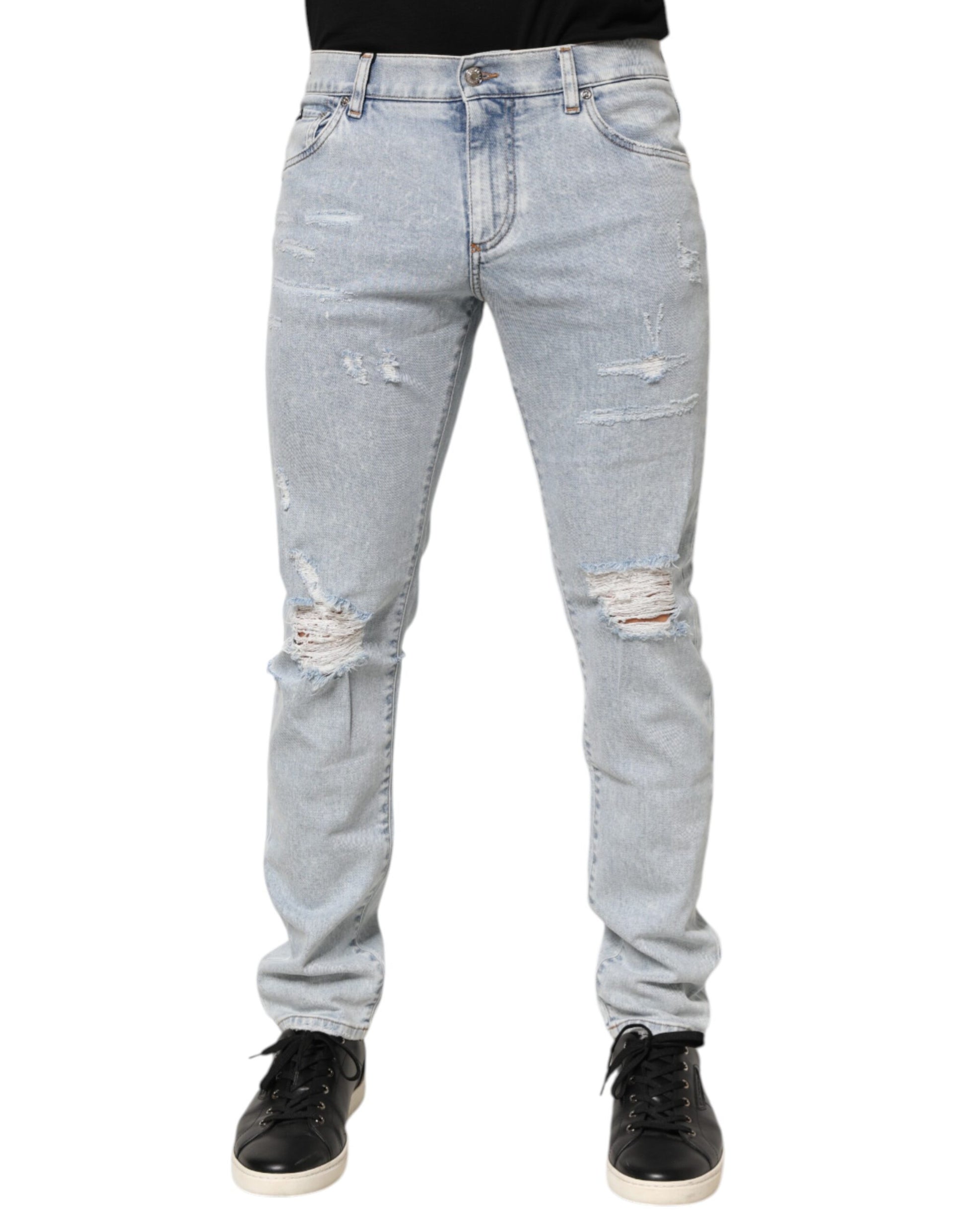 Jean en jean déchiré slim délavé Dolce & Gabbana Light Blue