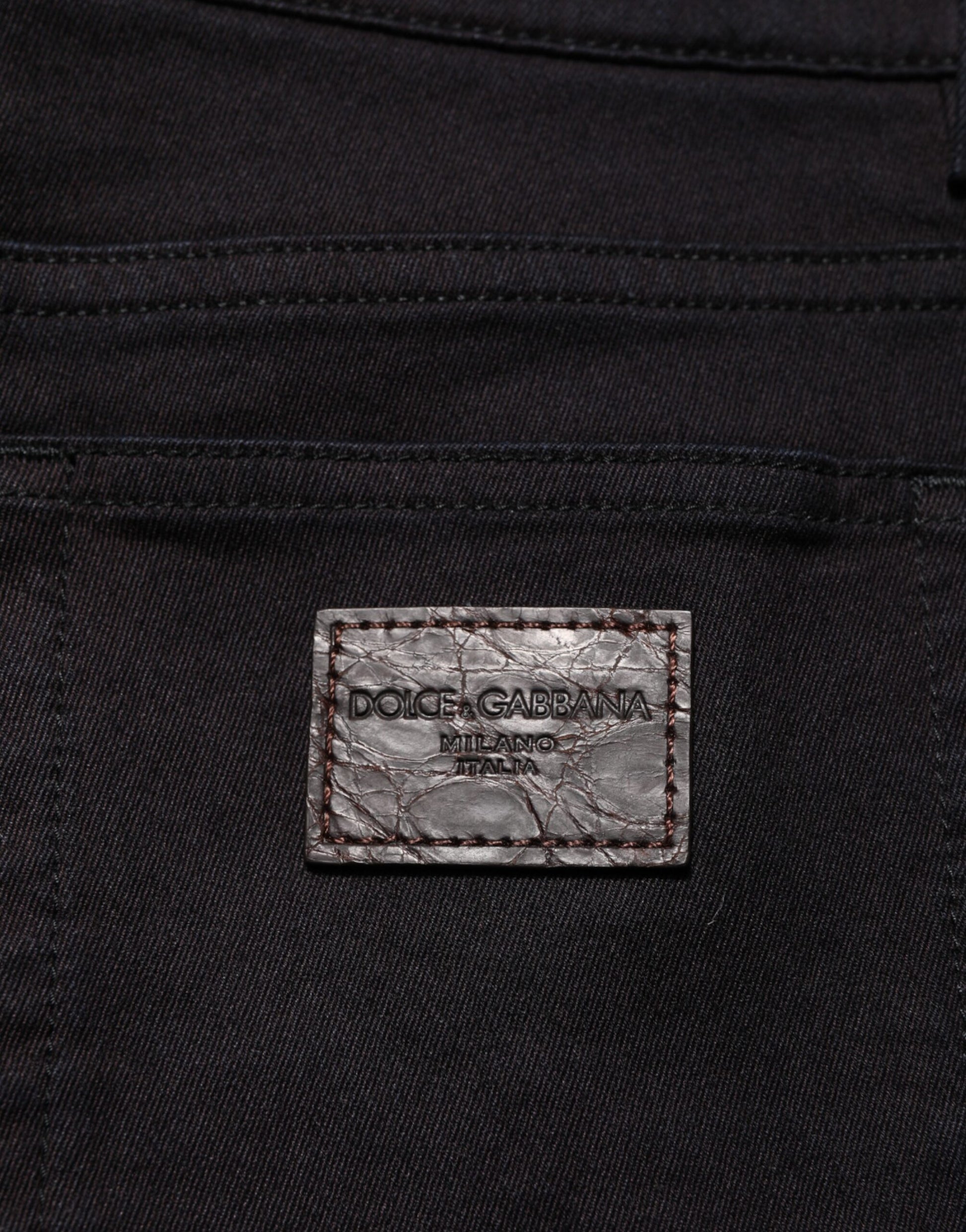 Dolce & Gabbana Black Cotton Blend Skinny Men Trouser Pants