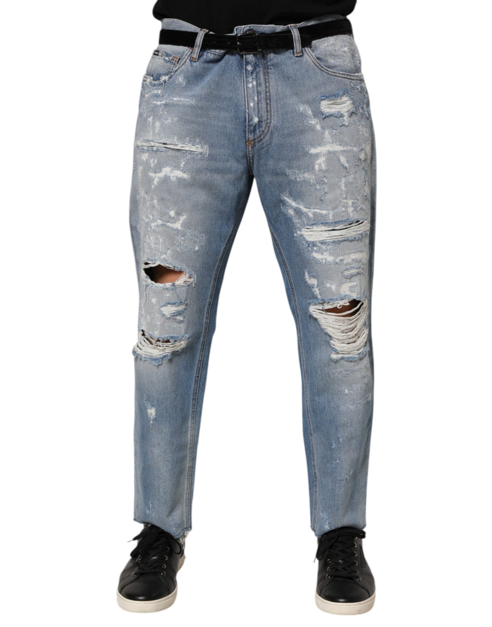 Pantalon en jean bleu déchiré et usé Dolce & Gabbana