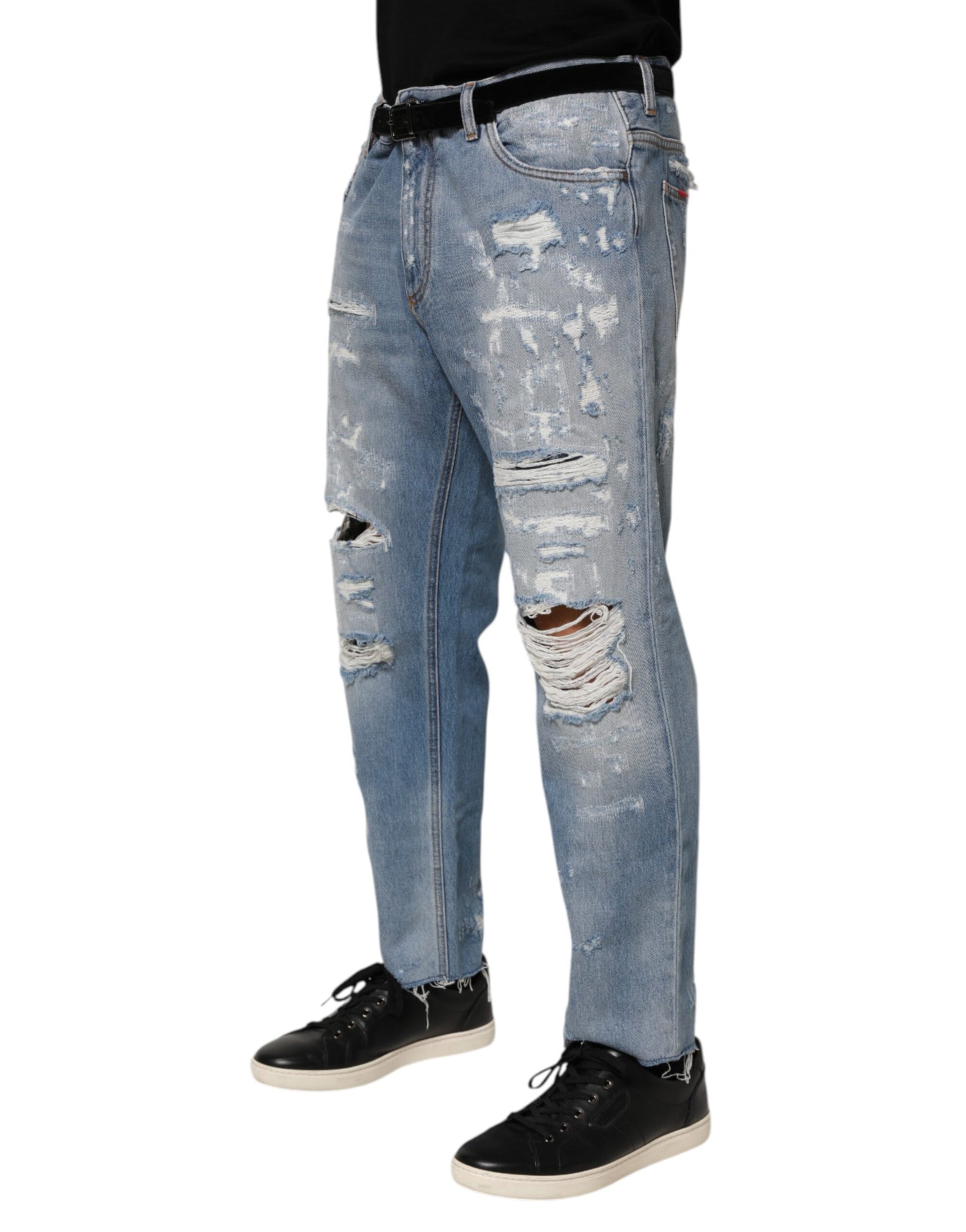 Pantalon en jean bleu déchiré et usé Dolce & Gabbana