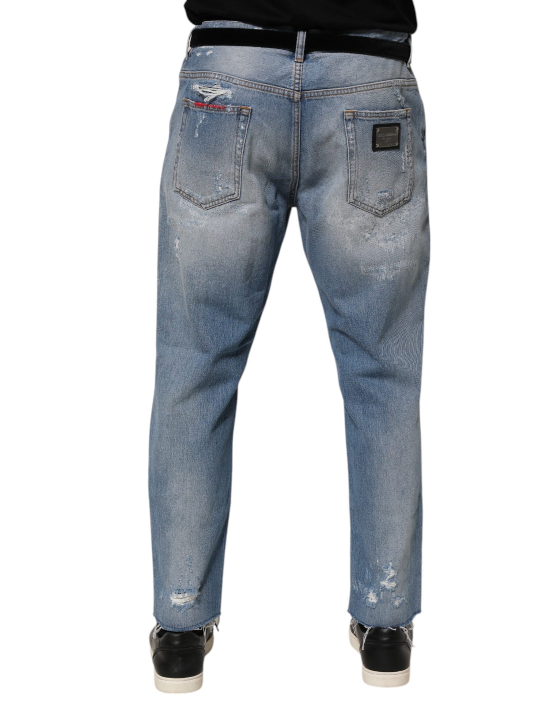 Pantalon en jean bleu déchiré et usé Dolce & Gabbana