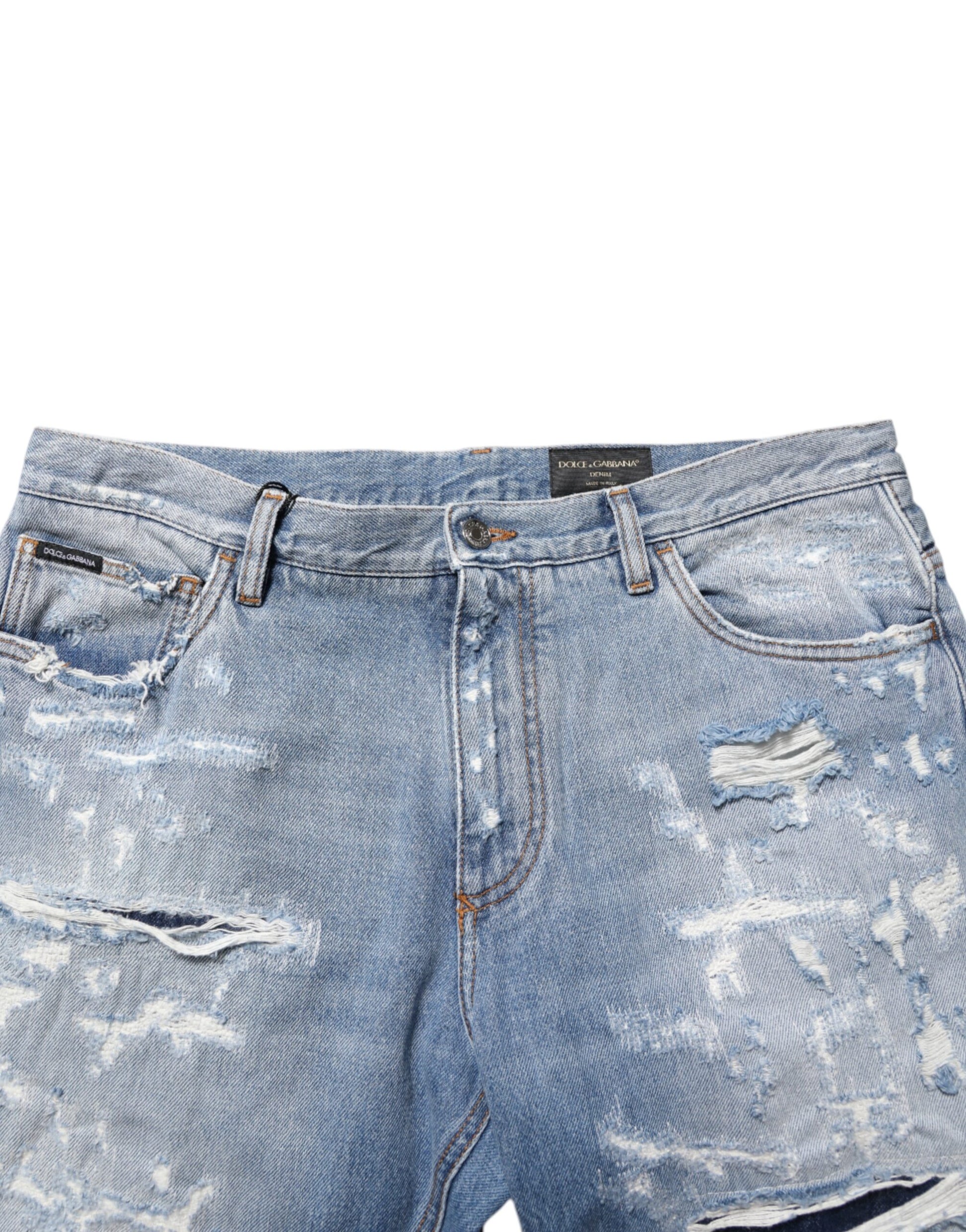 Pantalon en jean bleu déchiré et usé Dolce & Gabbana