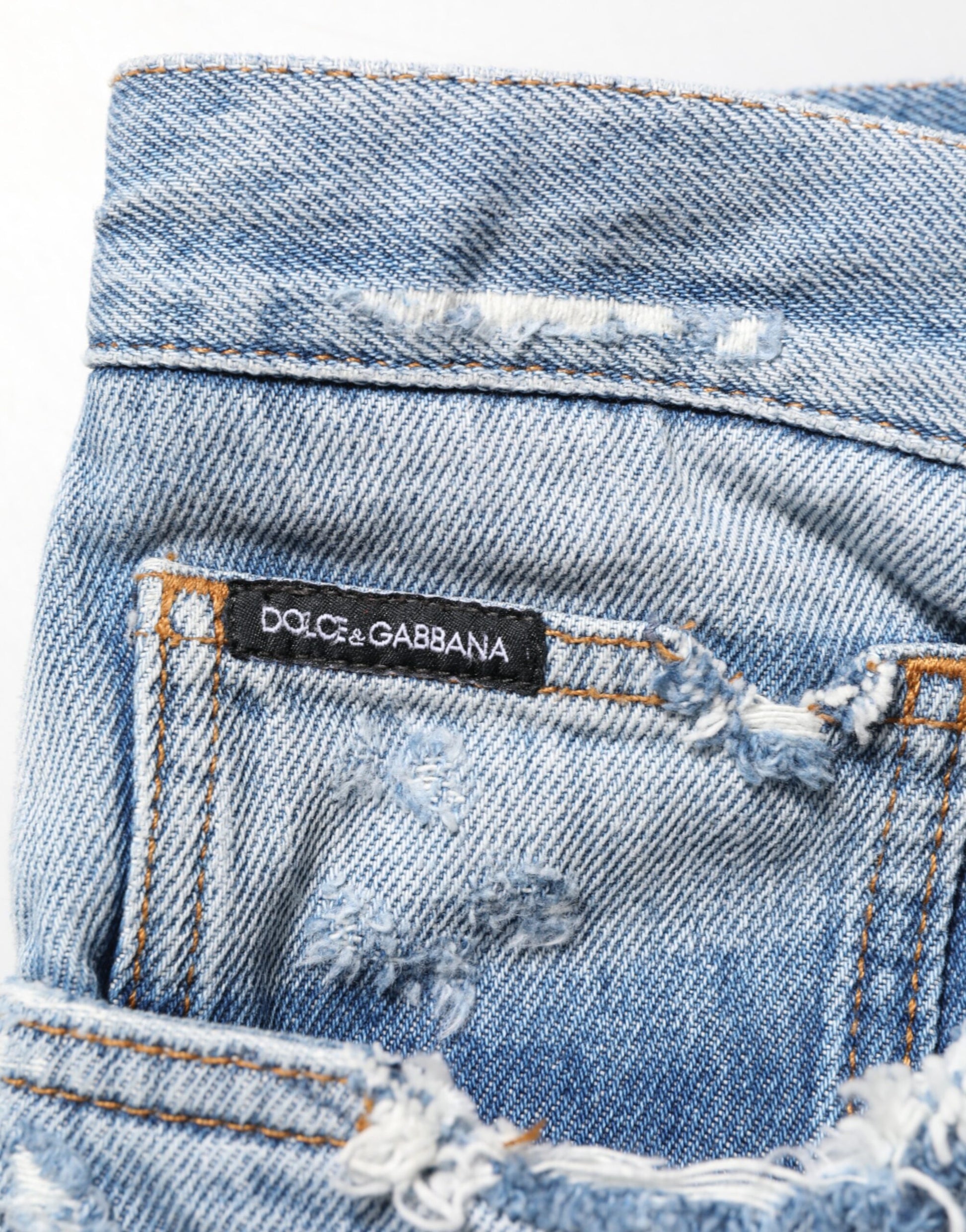 Pantalon en jean bleu déchiré et usé Dolce & Gabbana