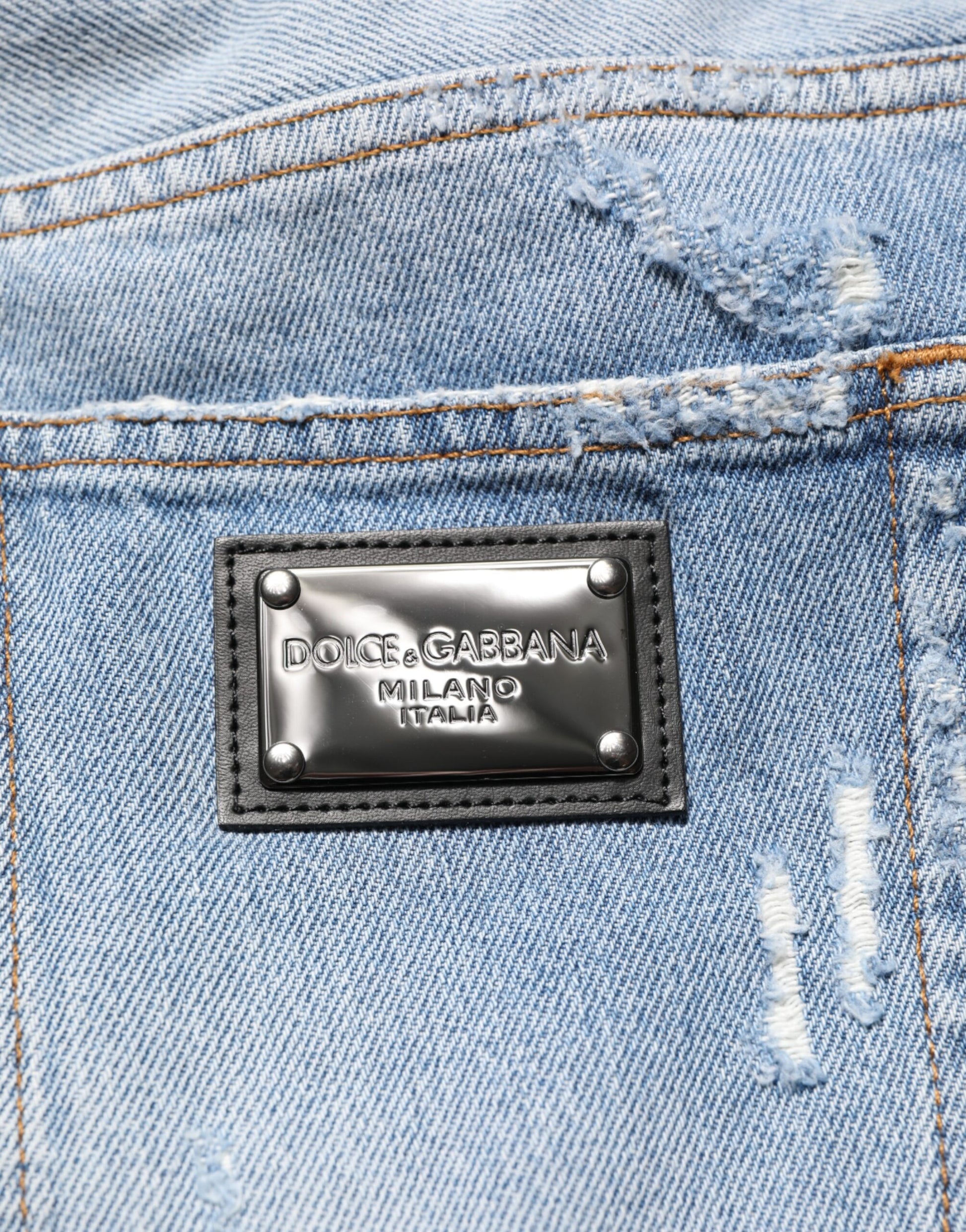 Pantalon en jean bleu déchiré et usé Dolce & Gabbana
