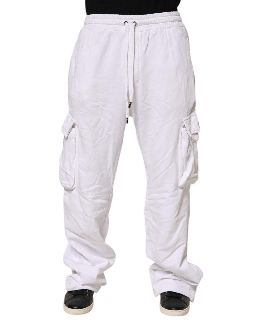 Pantalon cargo en coton blanc Dolce & Gabbana avec patch logo