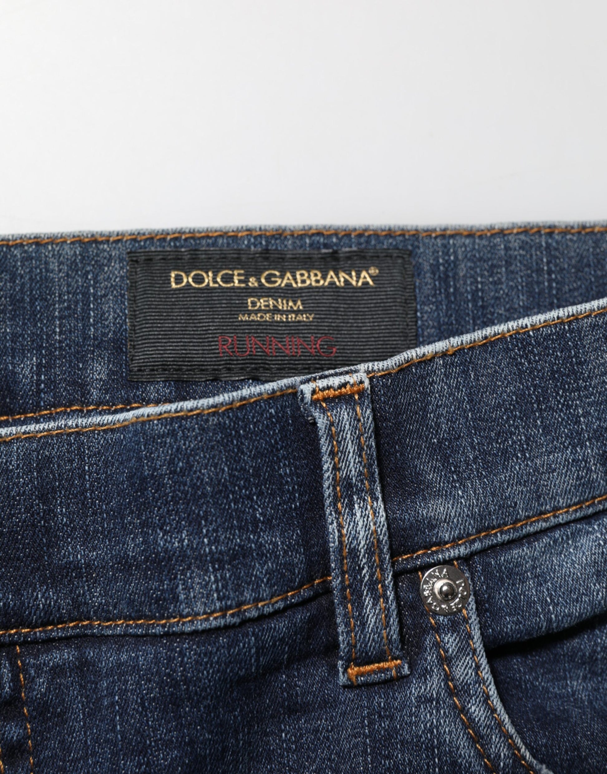 Jean Dolce & Gabbana en denim délavé bleu foncé, déchiré