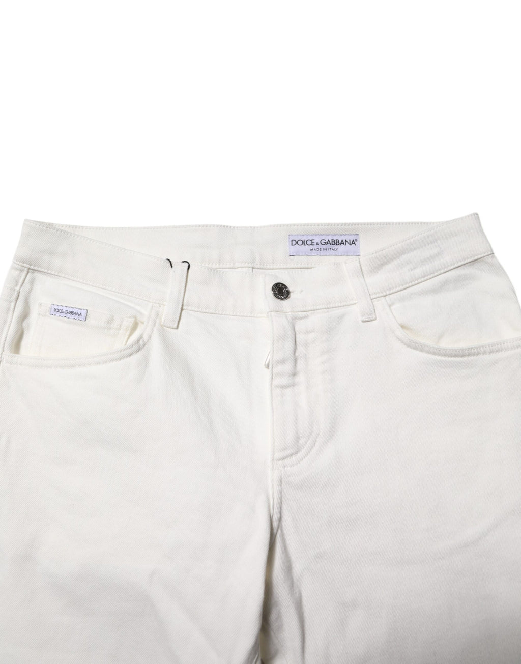 Jeans en denim coupe ajustée en coton stretch blanc cassé Dolce & Gabbana