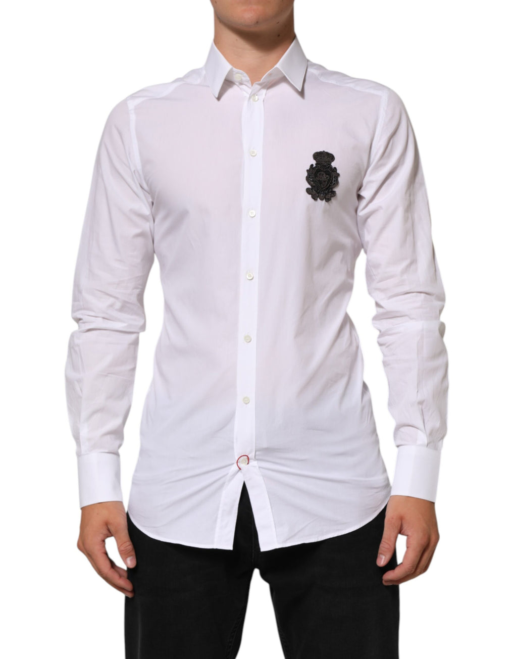 Chemise habillée Dolce & Gabbana en coton blanc GOLD DGPatch