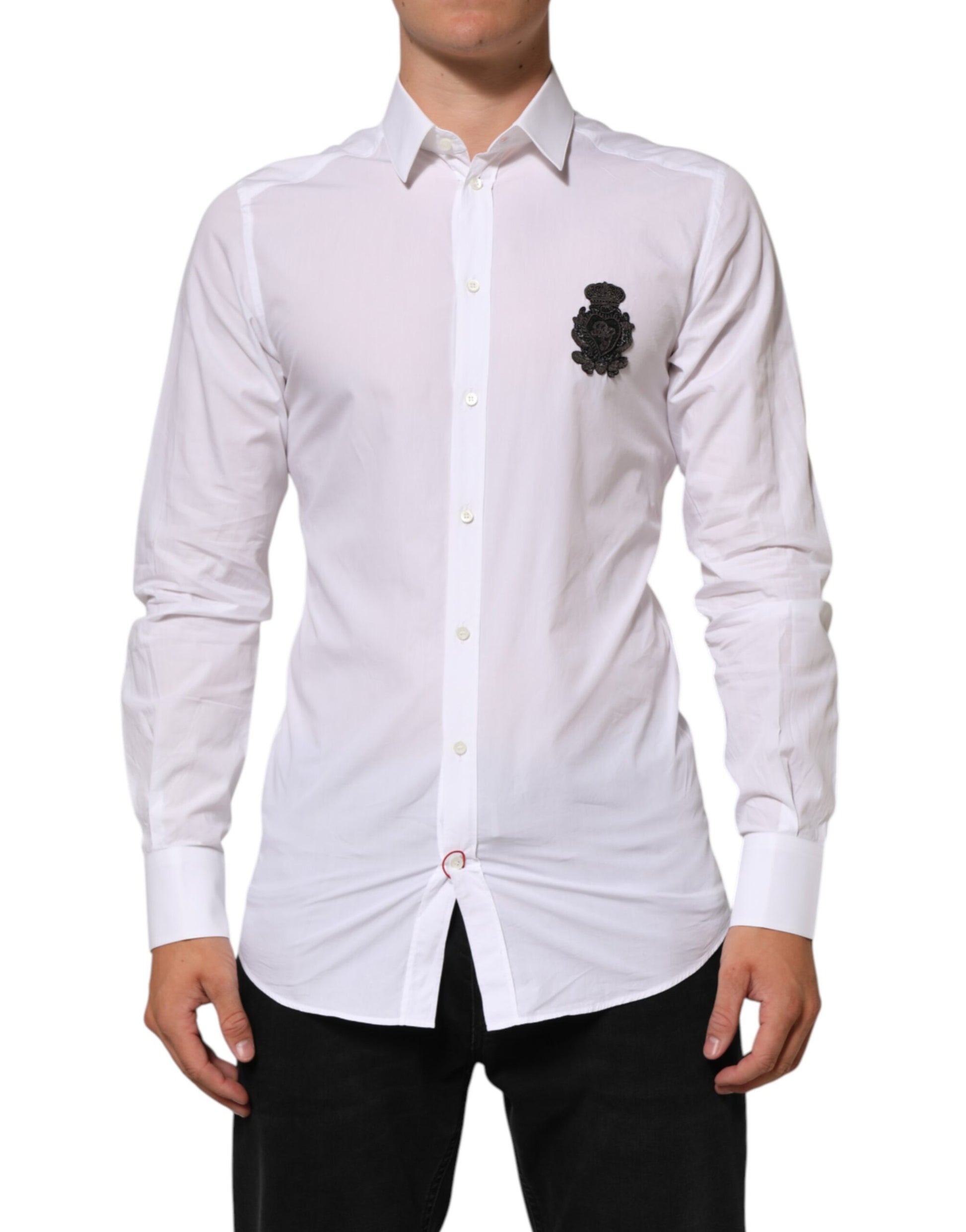 Chemise habillée Dolce & Gabbana en coton blanc GOLD DGPatch