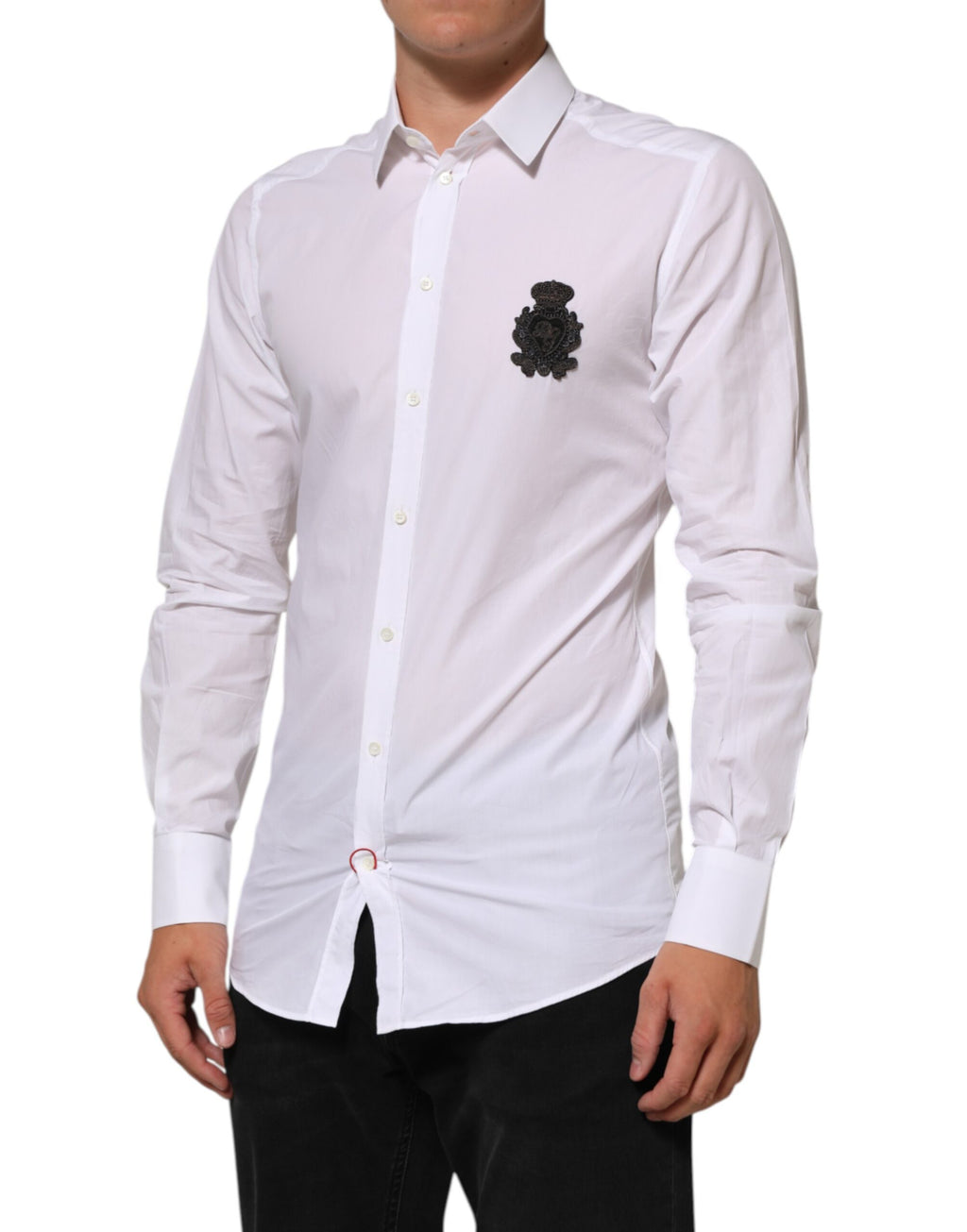 Chemise habillée Dolce & Gabbana en coton blanc GOLD DGPatch