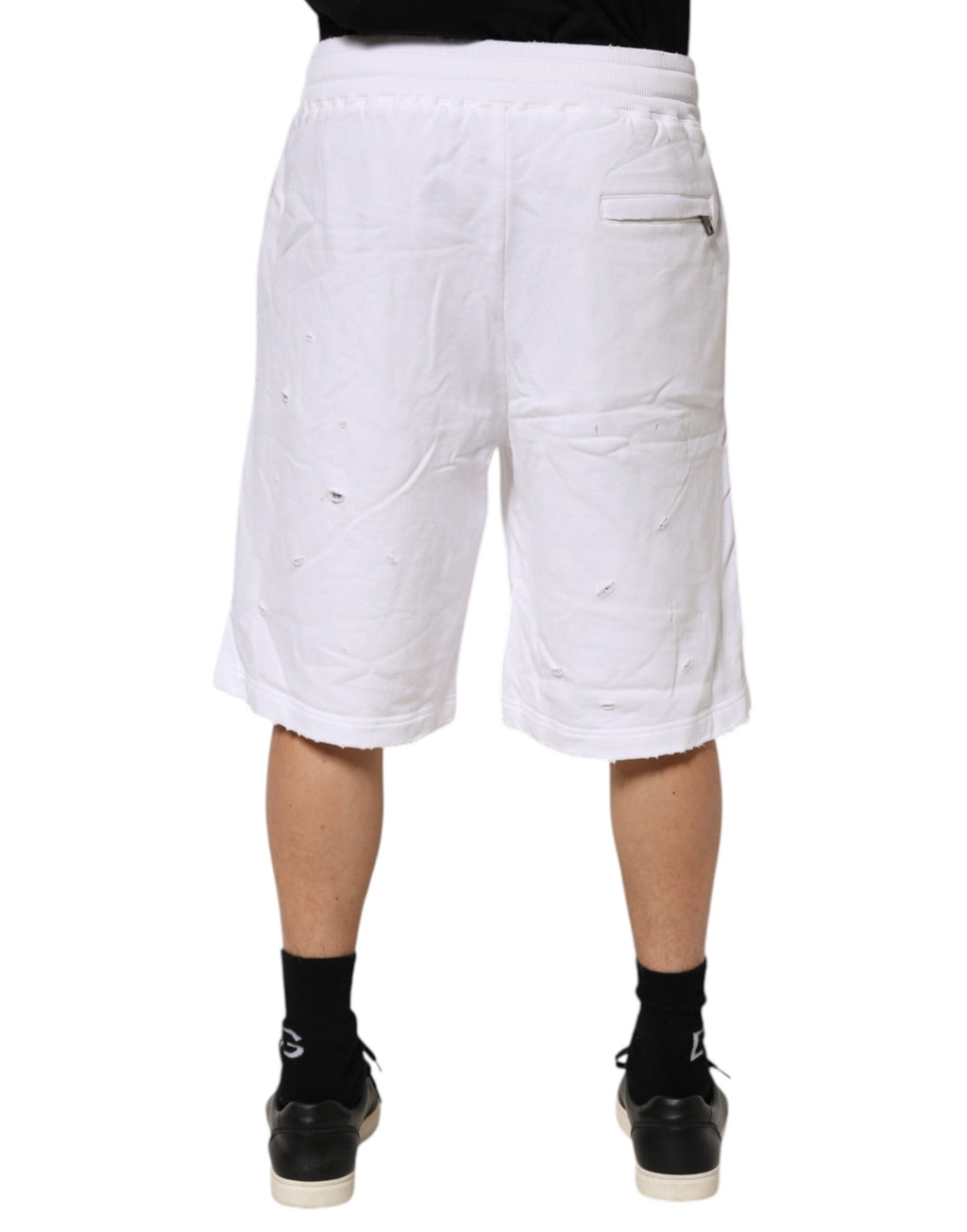 Short bermuda décontracté taille mi-haute déchiré blanc Dolce & Gabbana