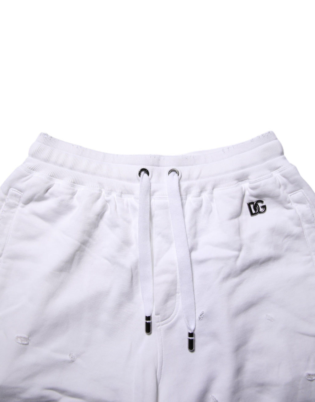 Short bermuda décontracté taille mi-haute déchiré blanc Dolce & Gabbana