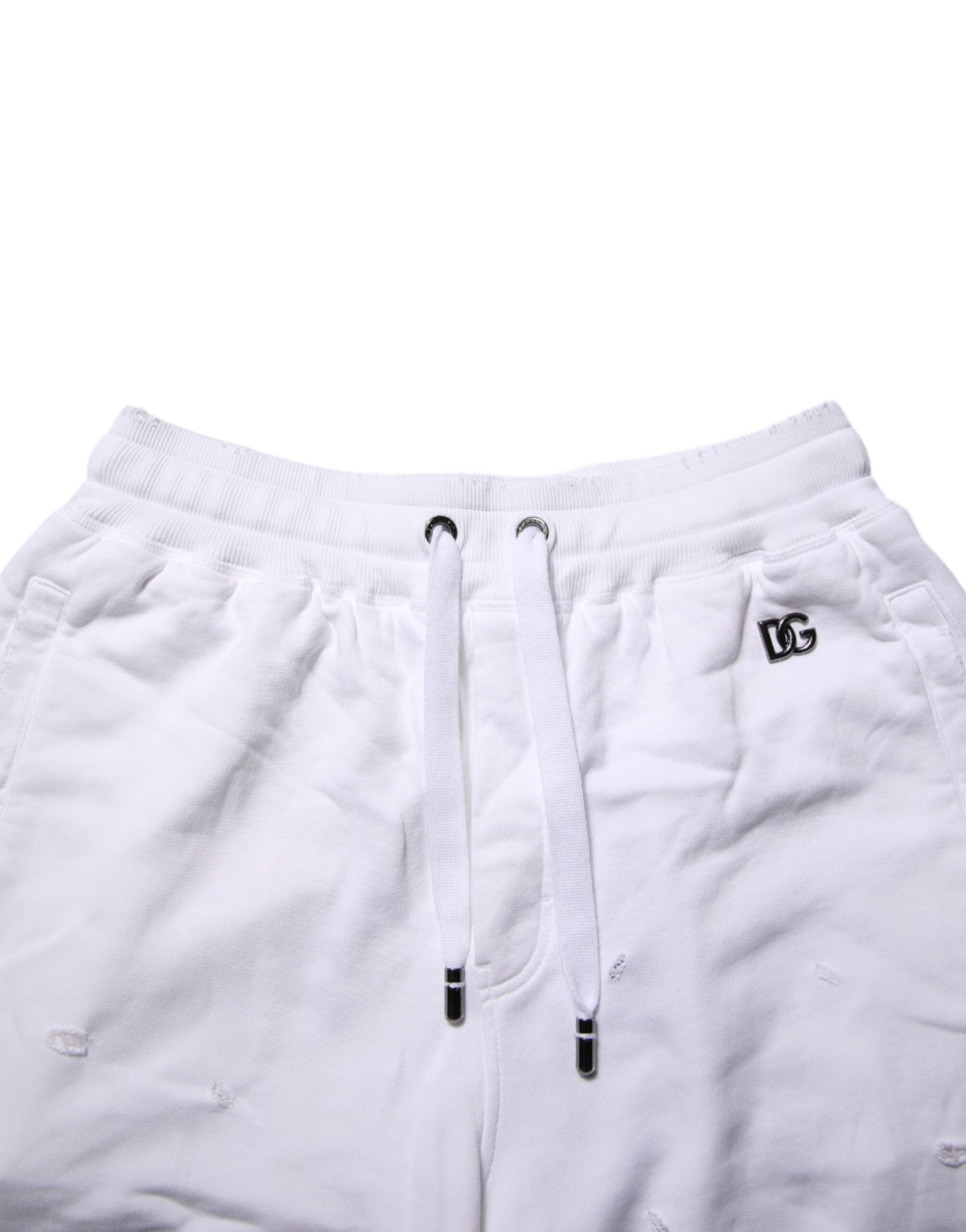 Short bermuda décontracté taille mi-haute déchiré blanc Dolce & Gabbana