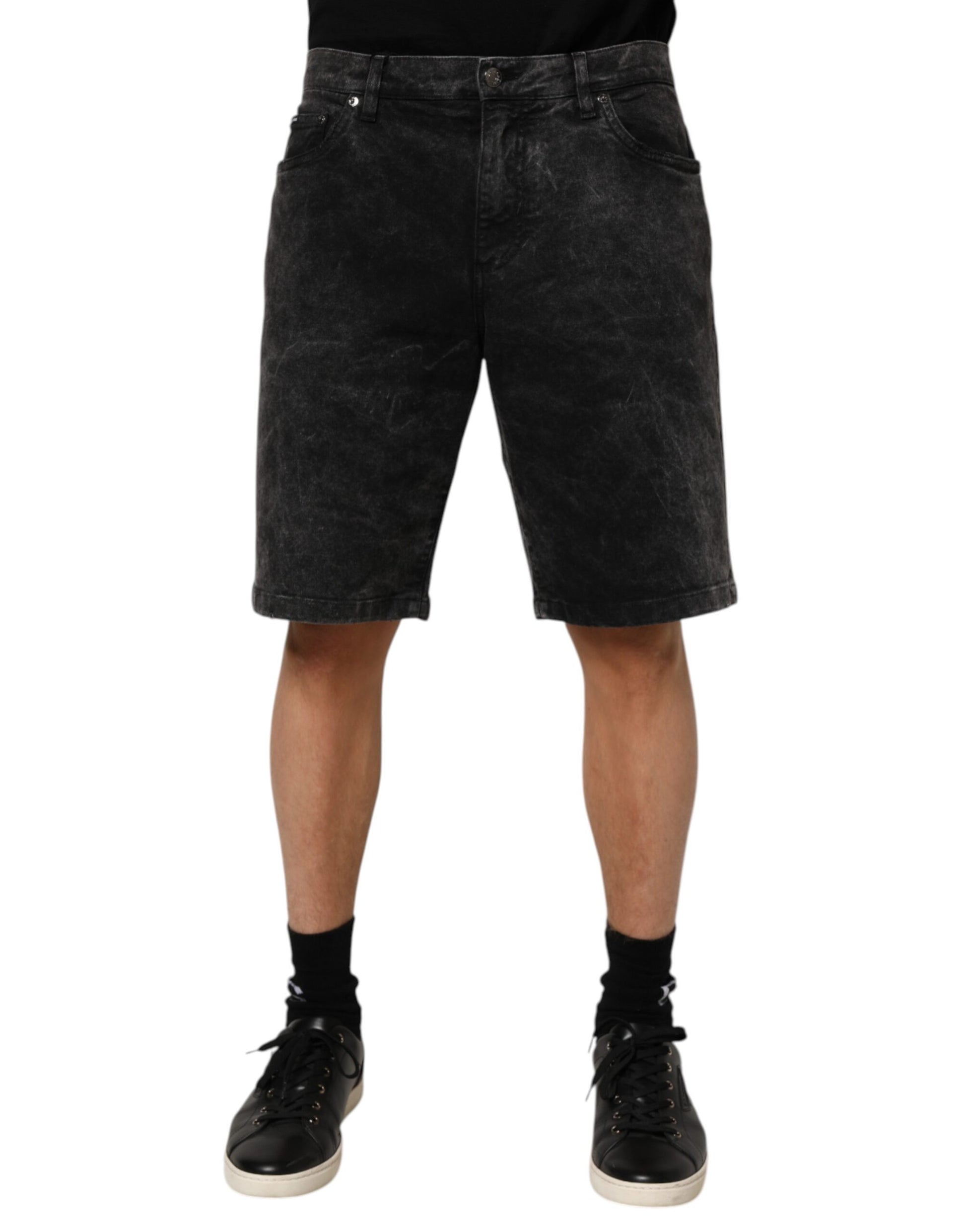 Dolce & Gabbana Bermuda en jean pour homme en coton noir taille moyenne