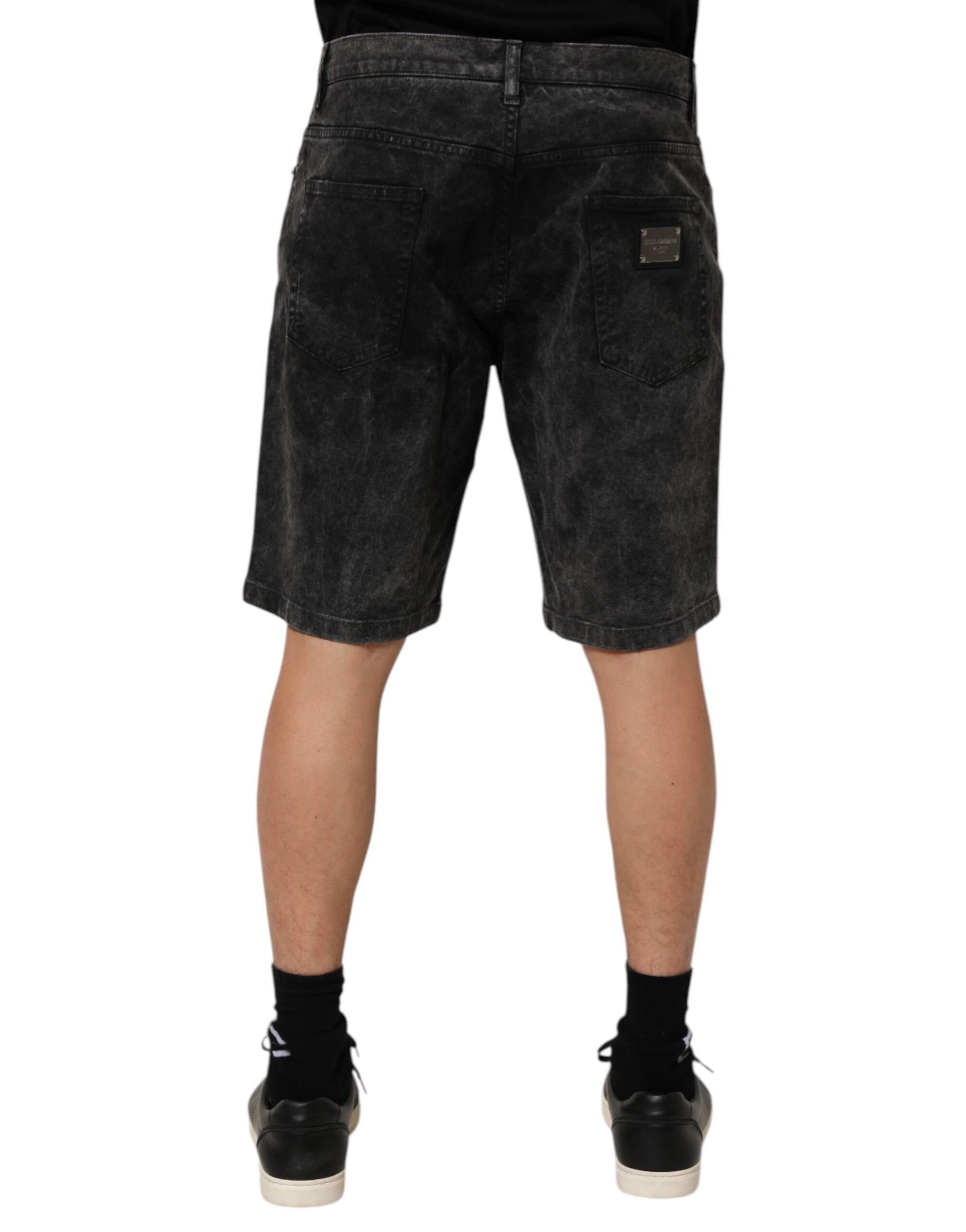 Dolce & Gabbana Bermuda en jean pour homme en coton noir taille moyenne