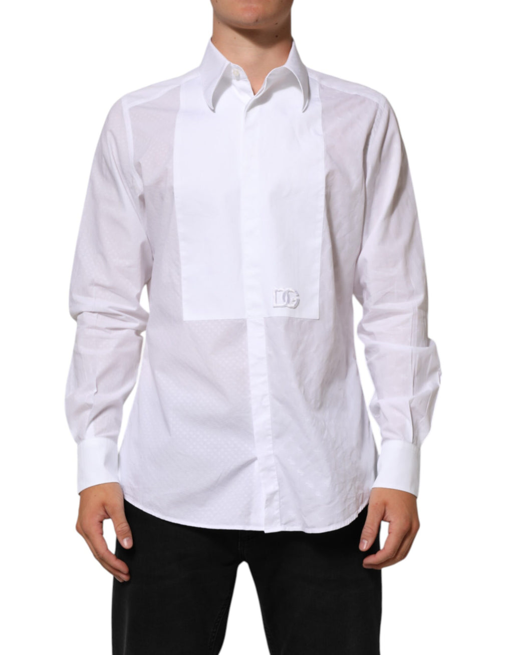 Chemise habillée Dolce & Gabbana en coton blanc avec plastron MARTINI