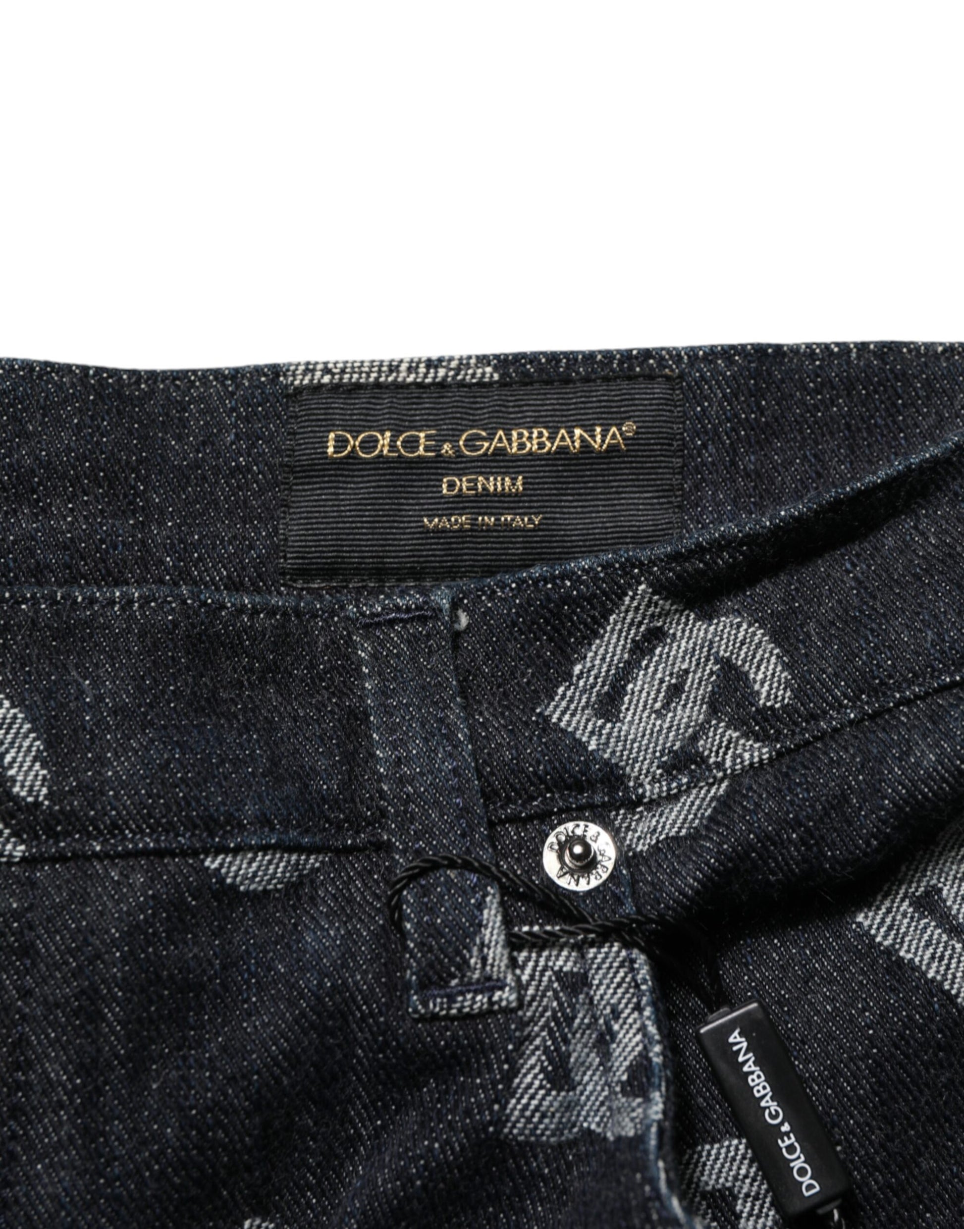 Short cargo bermuda homme Dolce & Gabbana en jean monogrammé noir