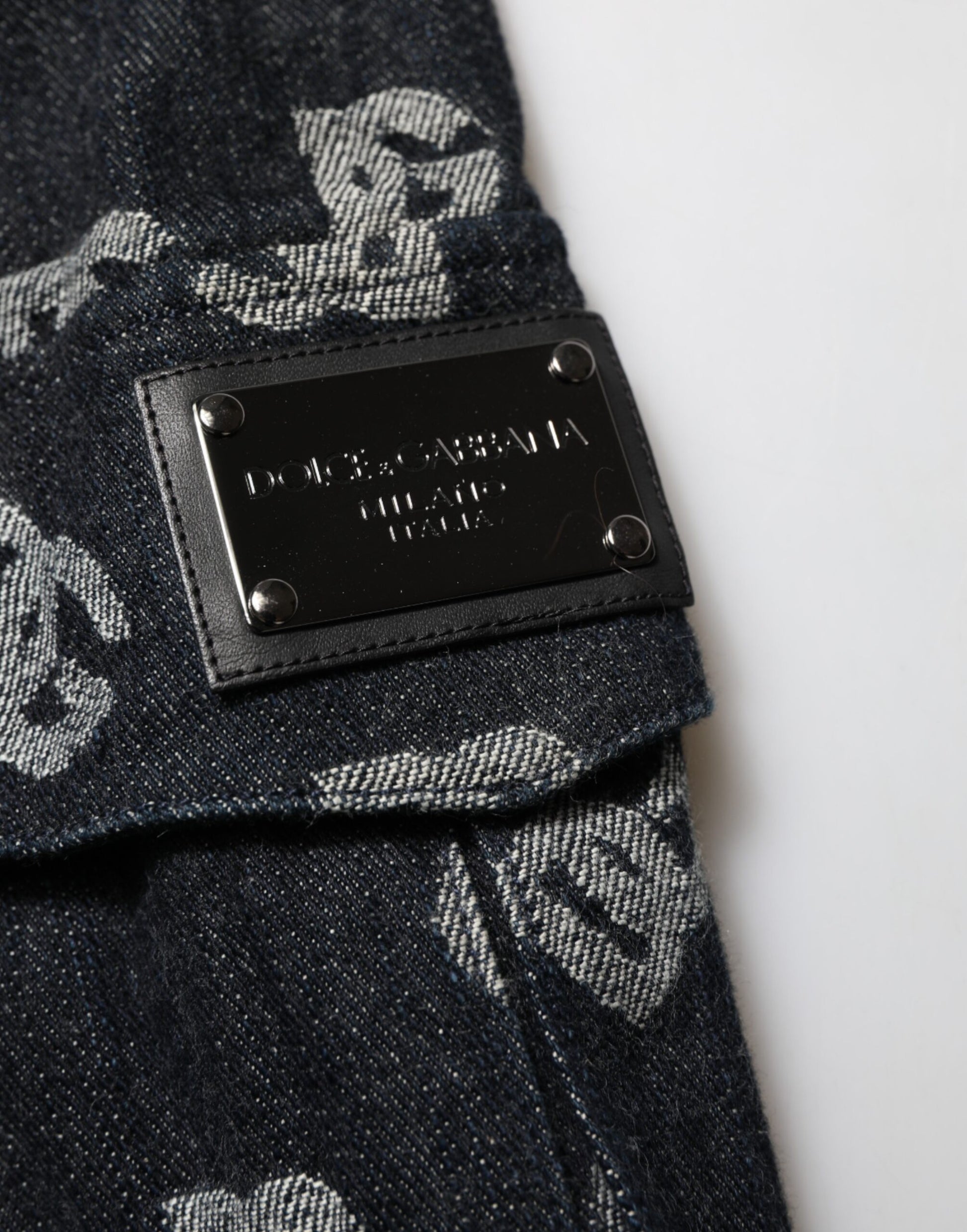Short cargo bermuda homme Dolce & Gabbana en jean monogrammé noir