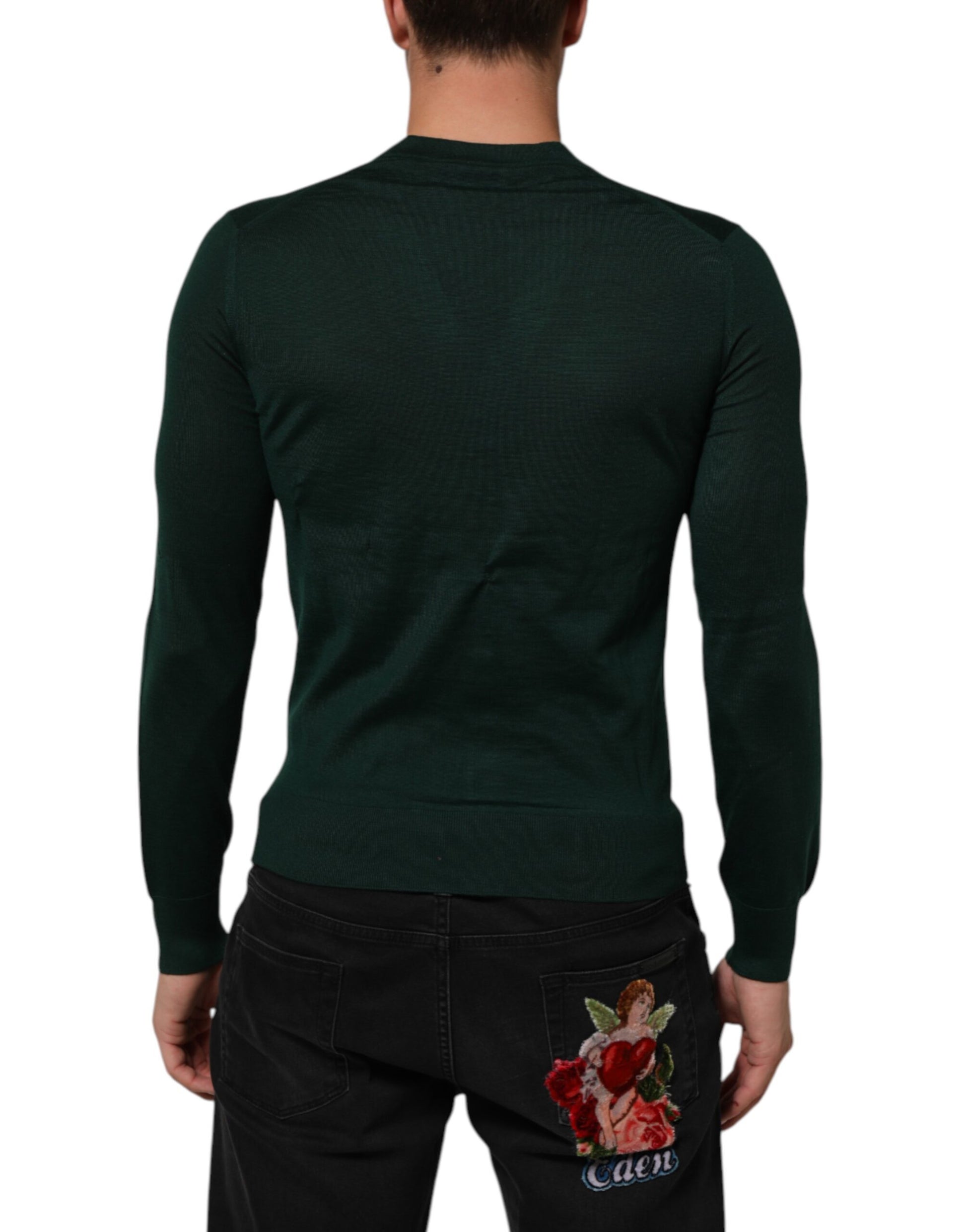 Gilet en maille Dolce & Gabbana vert foncé à boutons pour homme