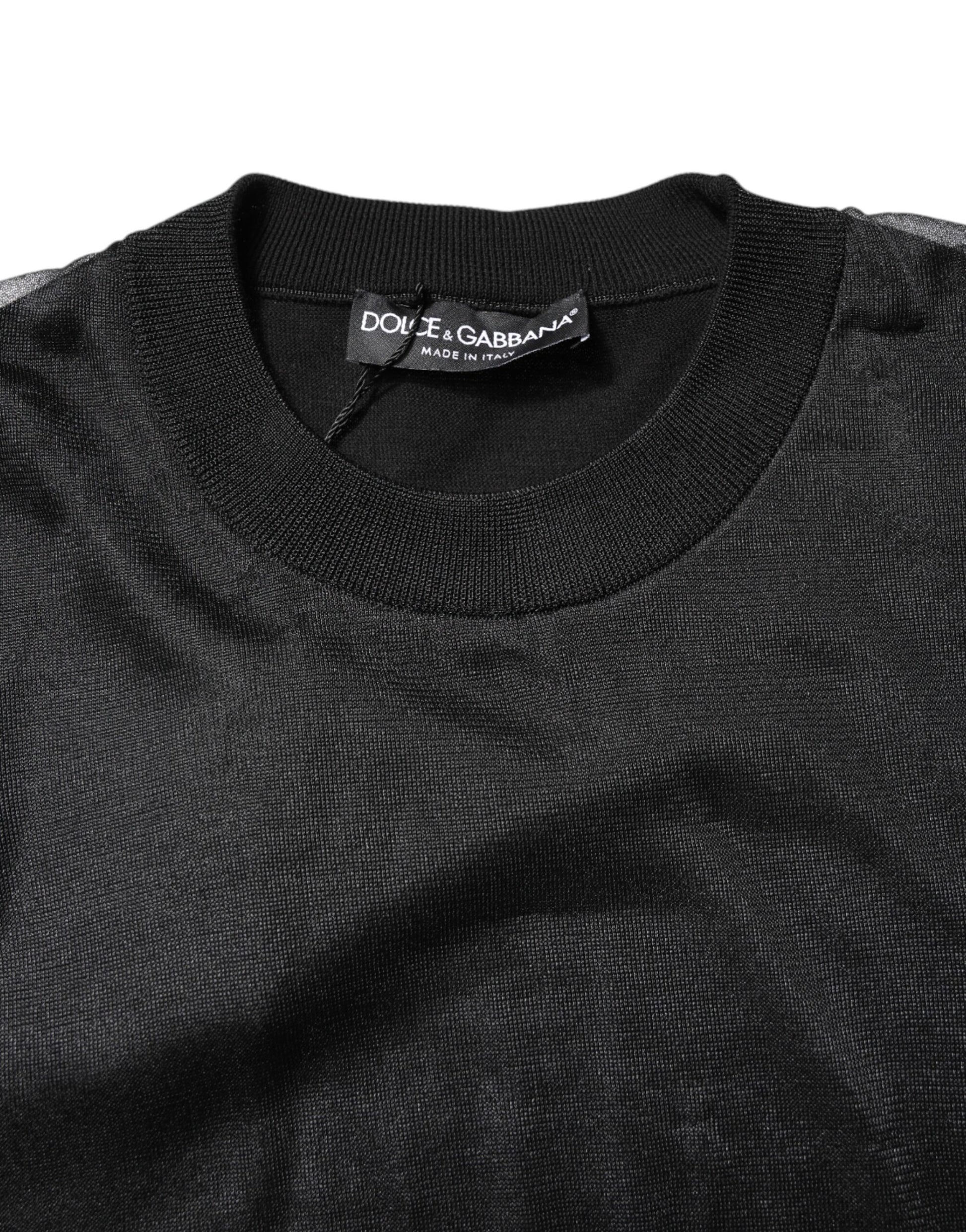 Dolce & Gabbana Black Logo Polyester CrewNeck Sweatshirt Sweater