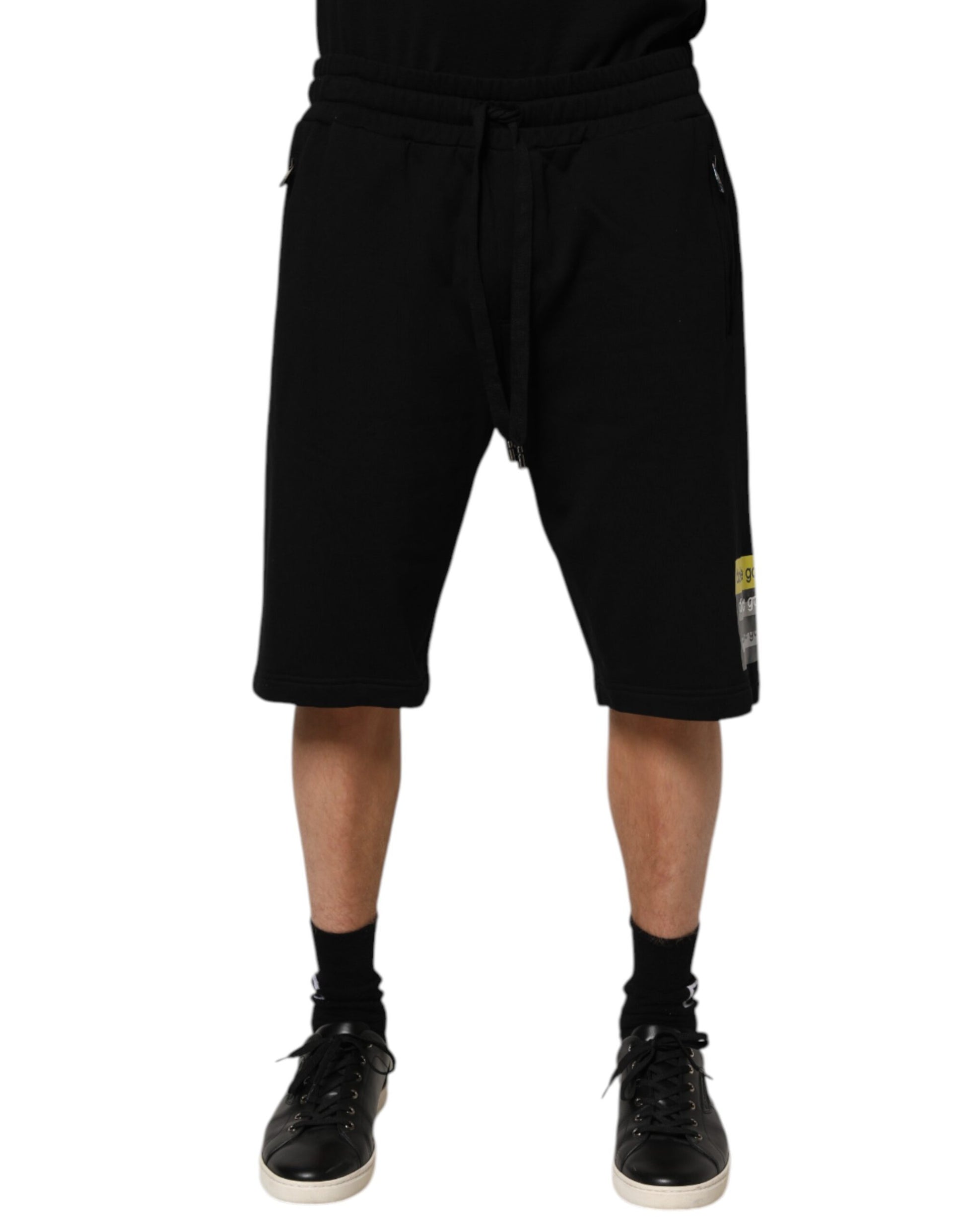 Short décontracté mi-taille en coton noir Dolce & Gabbana