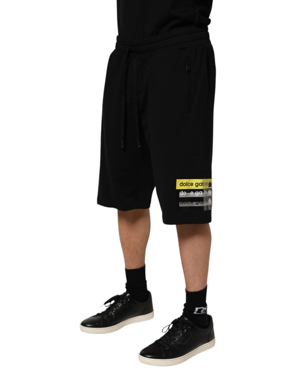 Short décontracté mi-taille en coton noir Dolce & Gabbana