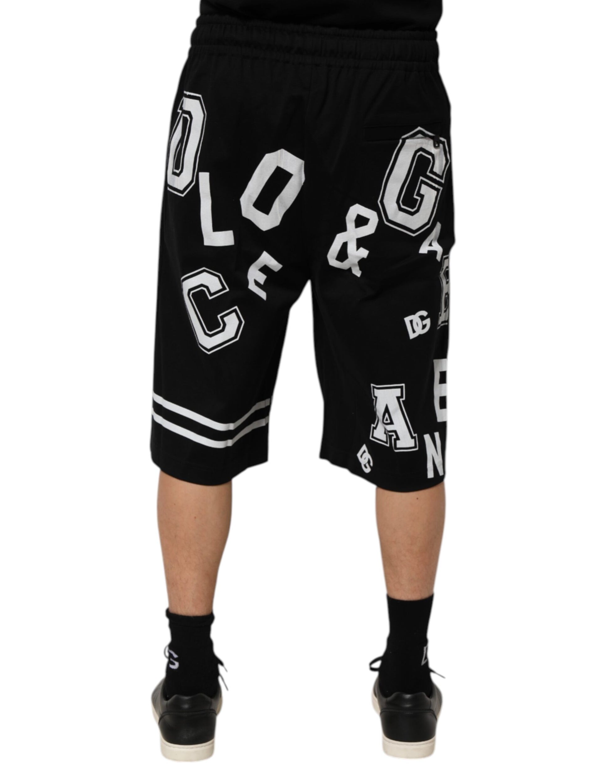 Short Bermuda décontracté en coton avec logo noir Dolce & Gabbana