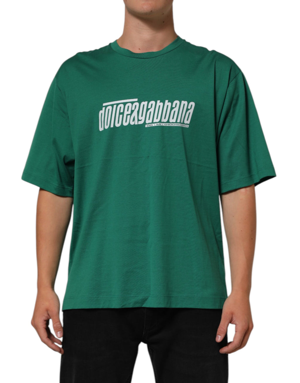 T-shirt vert Dolce & Gabbana en coton à col rond et imprimé graphique du logo