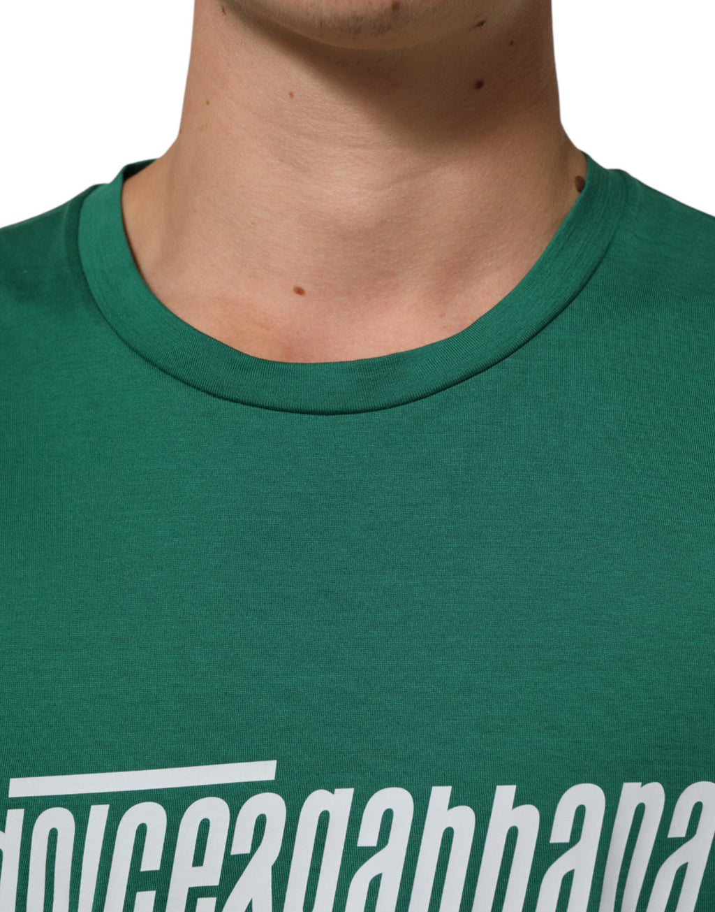 T-shirt vert Dolce & Gabbana en coton à col rond et imprimé graphique du logo