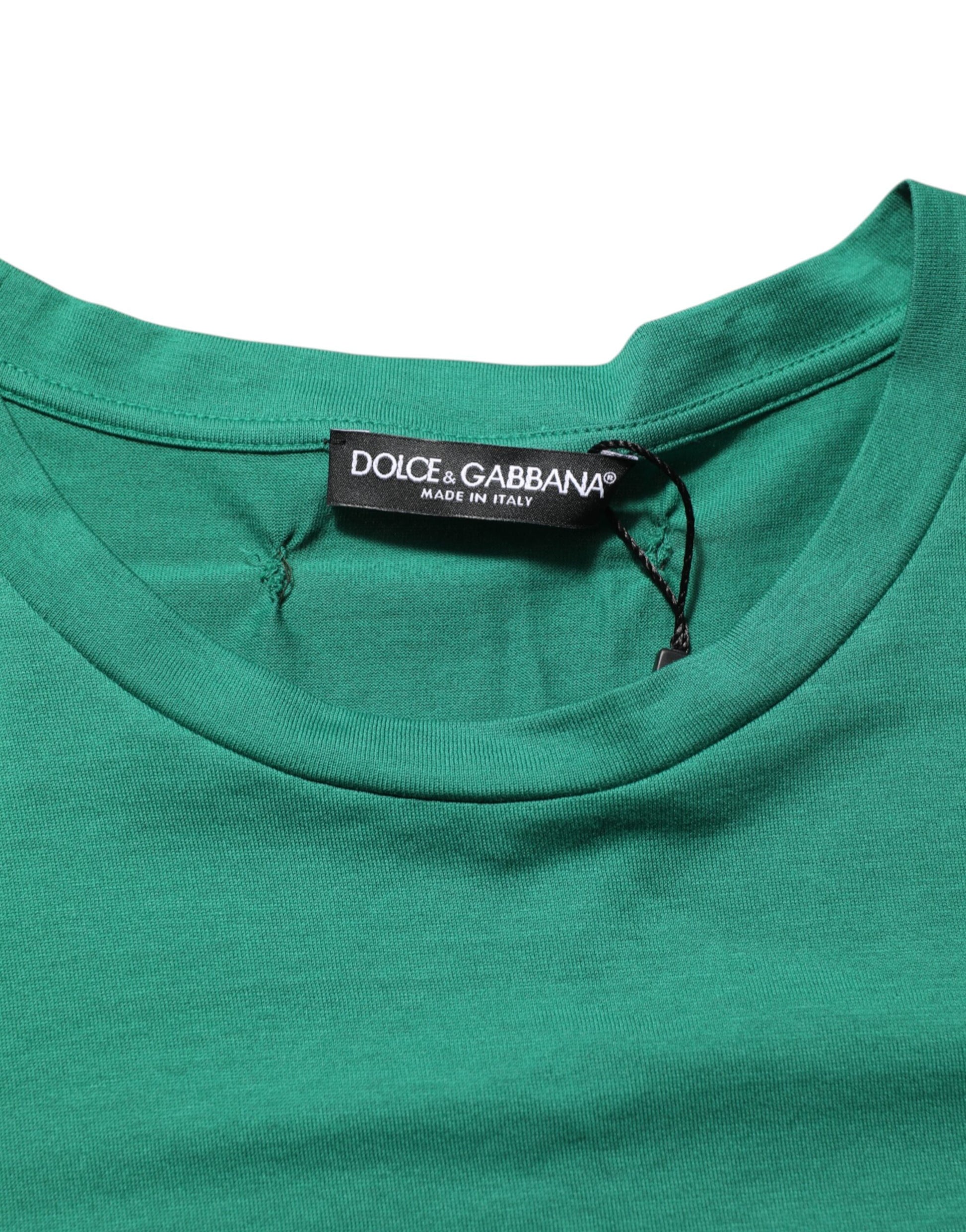 T-shirt vert Dolce & Gabbana en coton à col rond et imprimé graphique du logo