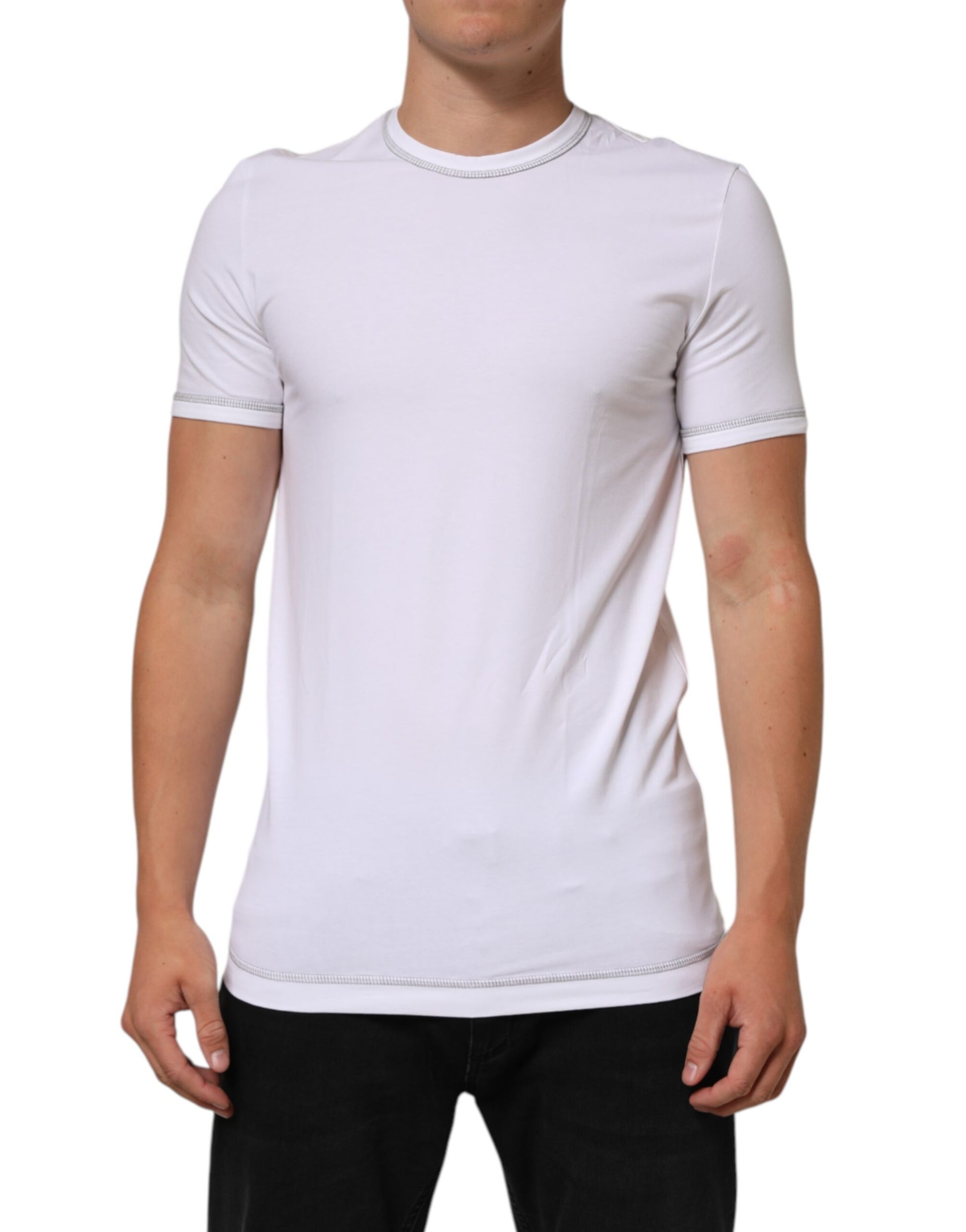 T-shirt de corps à col rond pour homme en coton blanc Dolce & Gabbana