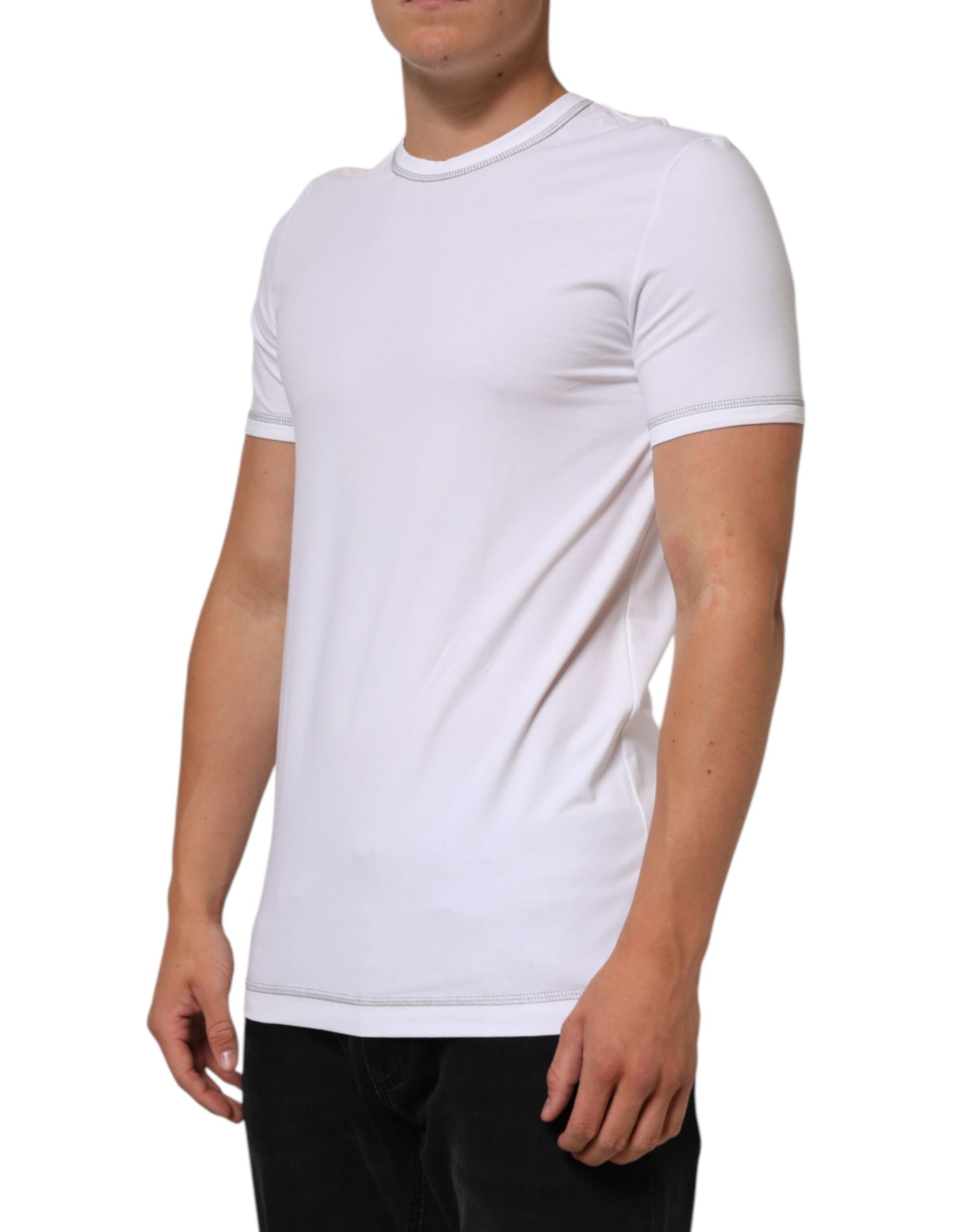 T-shirt de corps à col rond pour homme en coton blanc Dolce & Gabbana