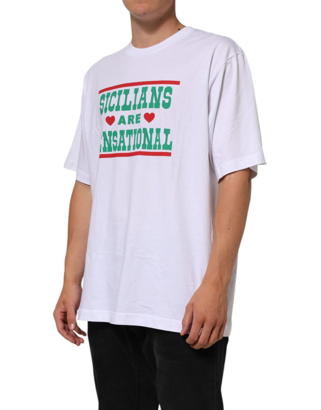 T-shirt Dolce & Gabbana en coton blanc à imprimé graphique et col rond