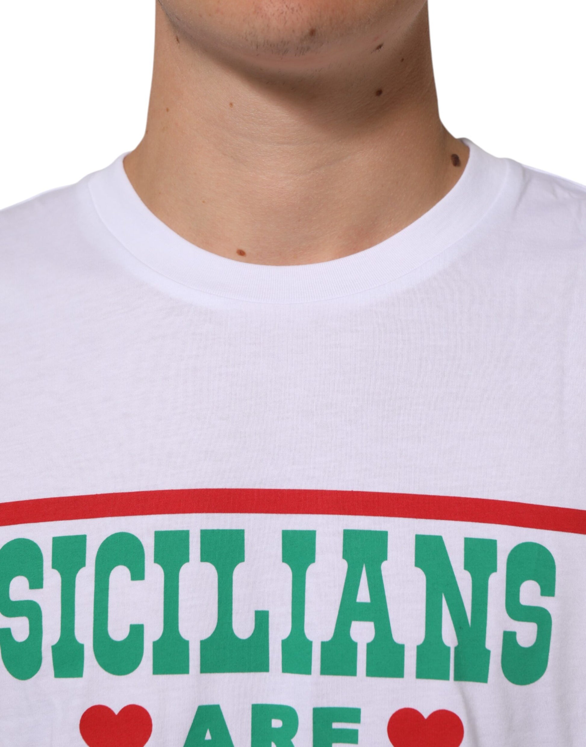 T-shirt Dolce & Gabbana en coton blanc à imprimé graphique et col rond