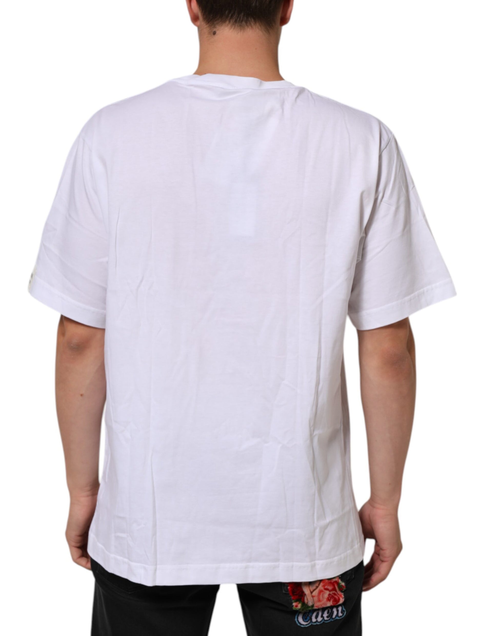 T-shirt Dolce & Gabbana en coton blanc à col rond et imprimé graphique