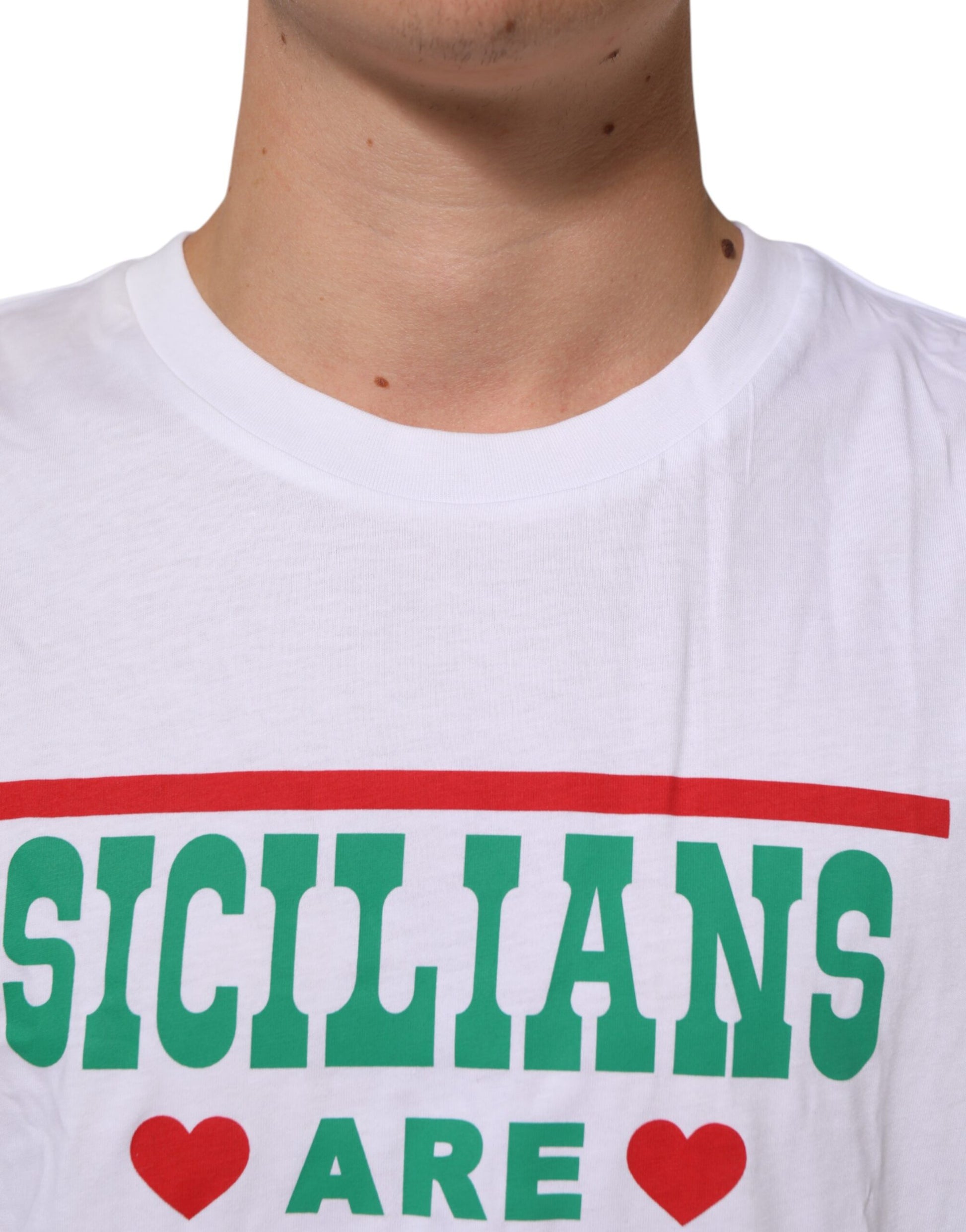 T-shirt Dolce & Gabbana en coton blanc à col rond et imprimé graphique