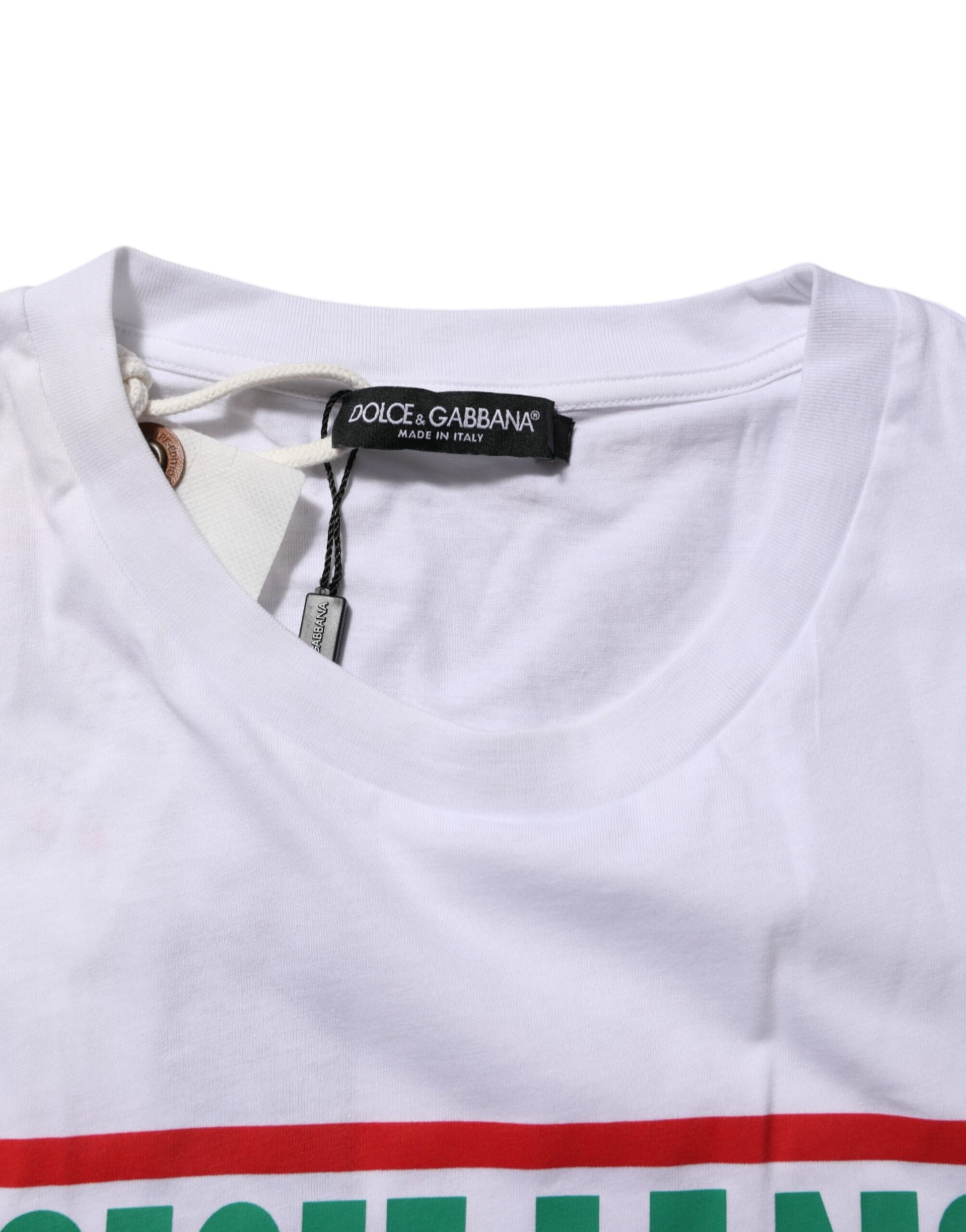 T-shirt Dolce & Gabbana en coton blanc à col rond et imprimé graphique